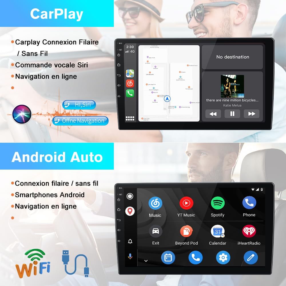 AWESAFE Autoradio Android 13 [6Go+128Go] pour Citroen Berlingo 2 B9 (2008-2019) /Peugeot Partner avec 4G Carplay Android Auto 9 Pouces Écran GPS BT WiFi USB DSP Commande au Volant