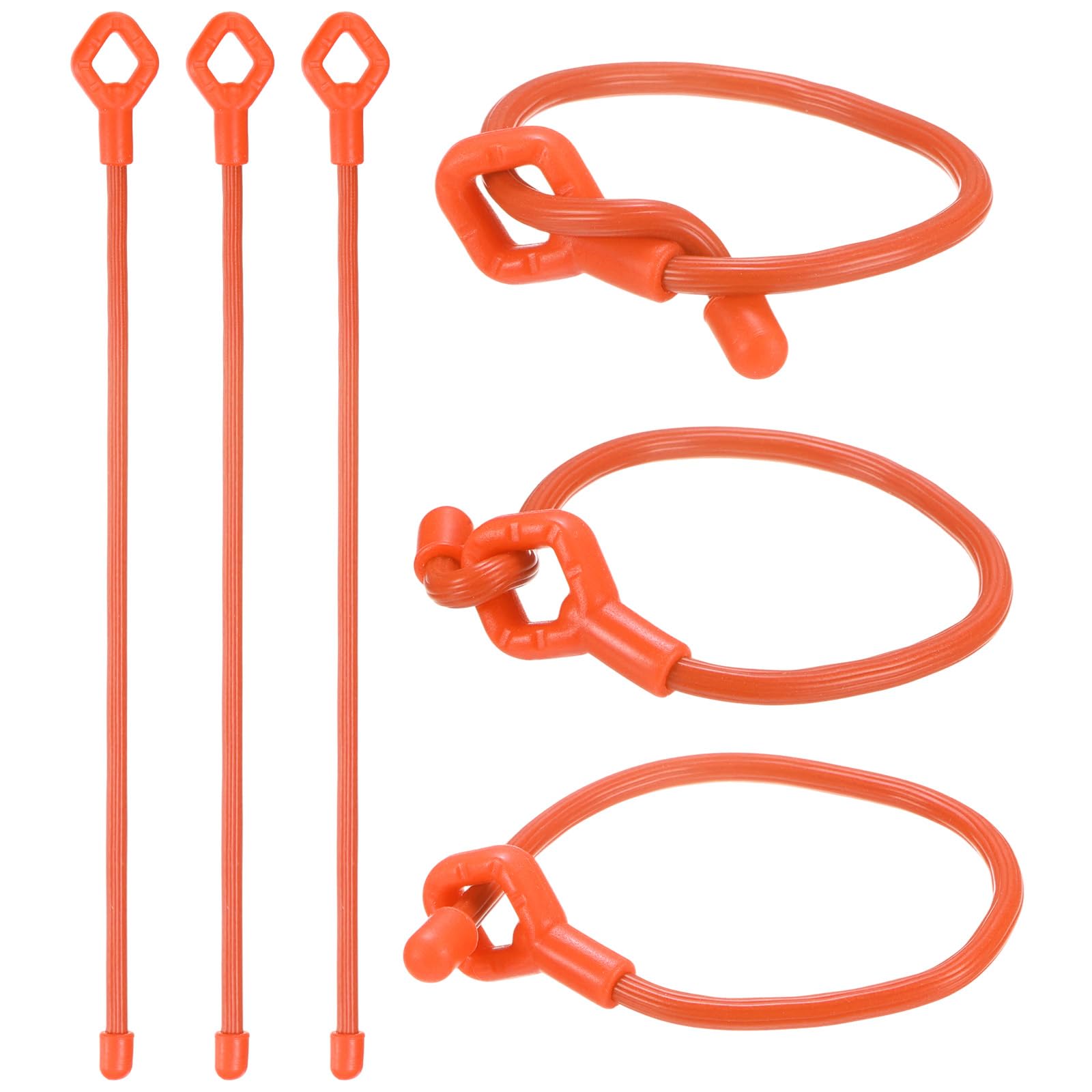 M METERXITY 6-Pack Adjustable Plant Ties, 10inch/25.4cm Silicone Flexible Multi-Function Sturdy Garden Twist Tie for Plant Support/Tree/Shrub/Vine, Reusable Support Twine [Orange]
