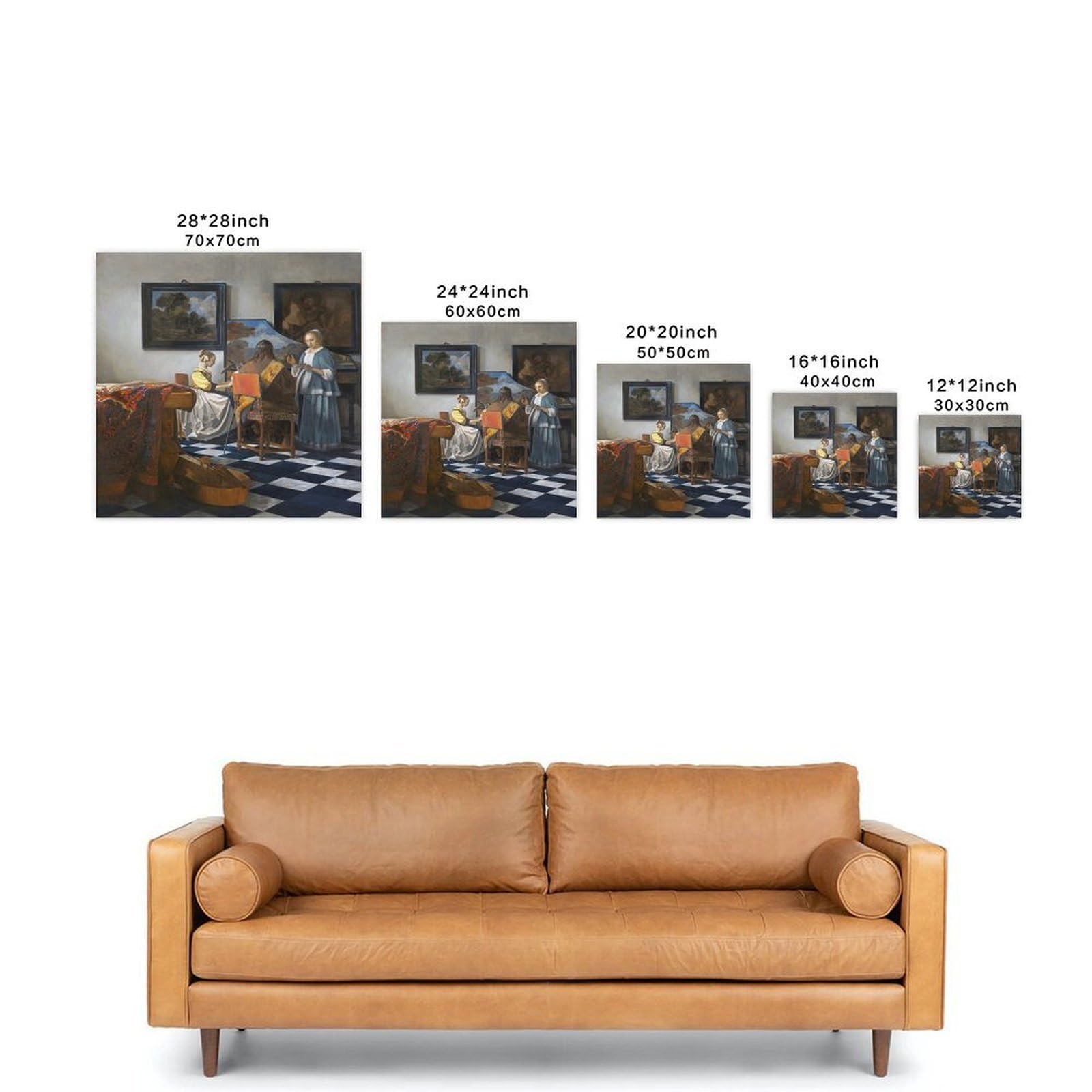 Johannes Vermeer Kunstwerk (Das Konzert) Poster, Familie, ästhetischer Wandbehang, Kunstdruck, Fotofarbe für Schlafzimmer, Dekoration, 60 x 60 cm