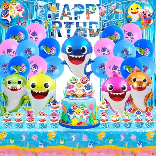 Shark Geburtstagsdeko, Shark Tortendeko, Shark Luftballons, Geburtstag Tischdecke, Shark Deko Kindergeburtstag, Geburtstag Deko Set für Kinder