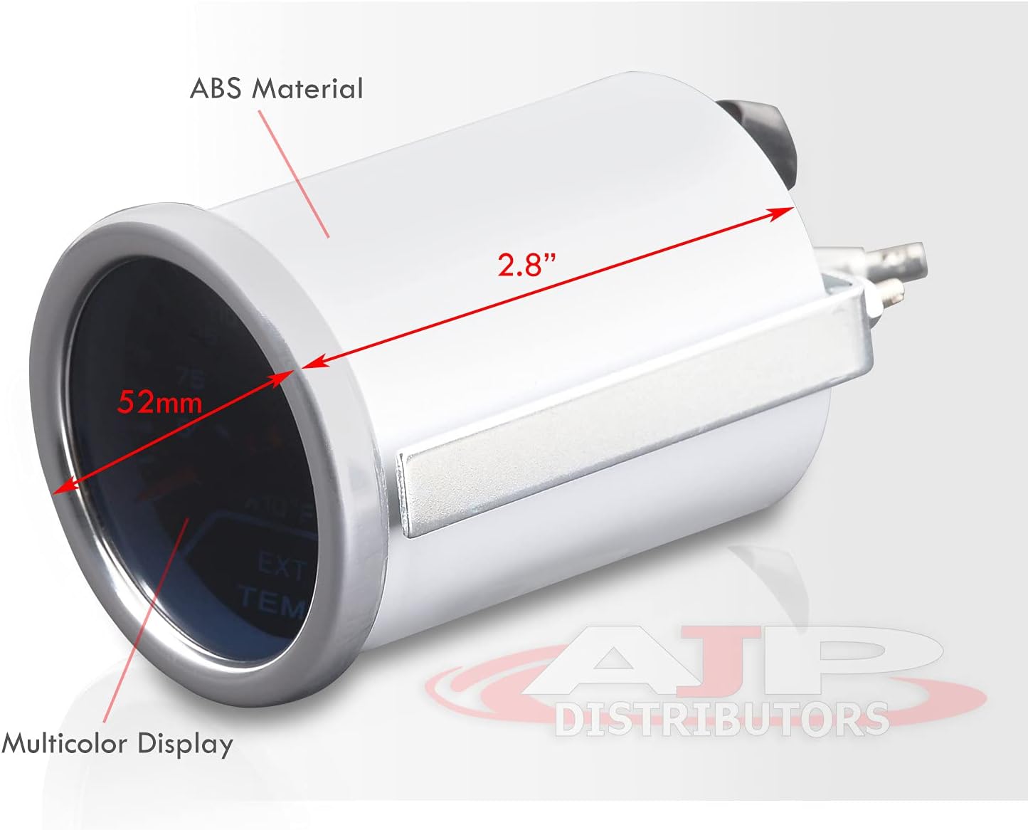 AJP Distributors Performance Racing Universal JDM Sport Smoked Tint Analog Needle 2" INCH 52MM Exhaust Gas Temperature Meter Gauge 400-2200°F Degrees Fahrenheit Electric LED Multicolor Display Monitor