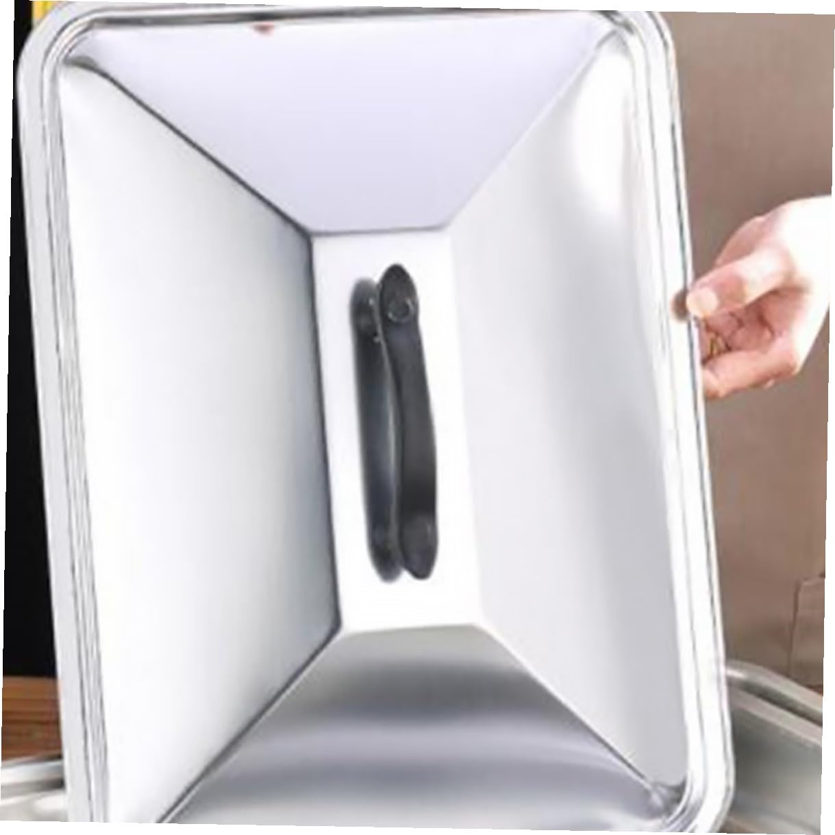 Ipetboom 2 pezzi Coperchio Pentola Rettangolare in Acciaio Inox con Superficie Facile da Pulire e Visibilità per Monitorare la Cottura per Barbecue e Arrostire Compatibile con Diverse
