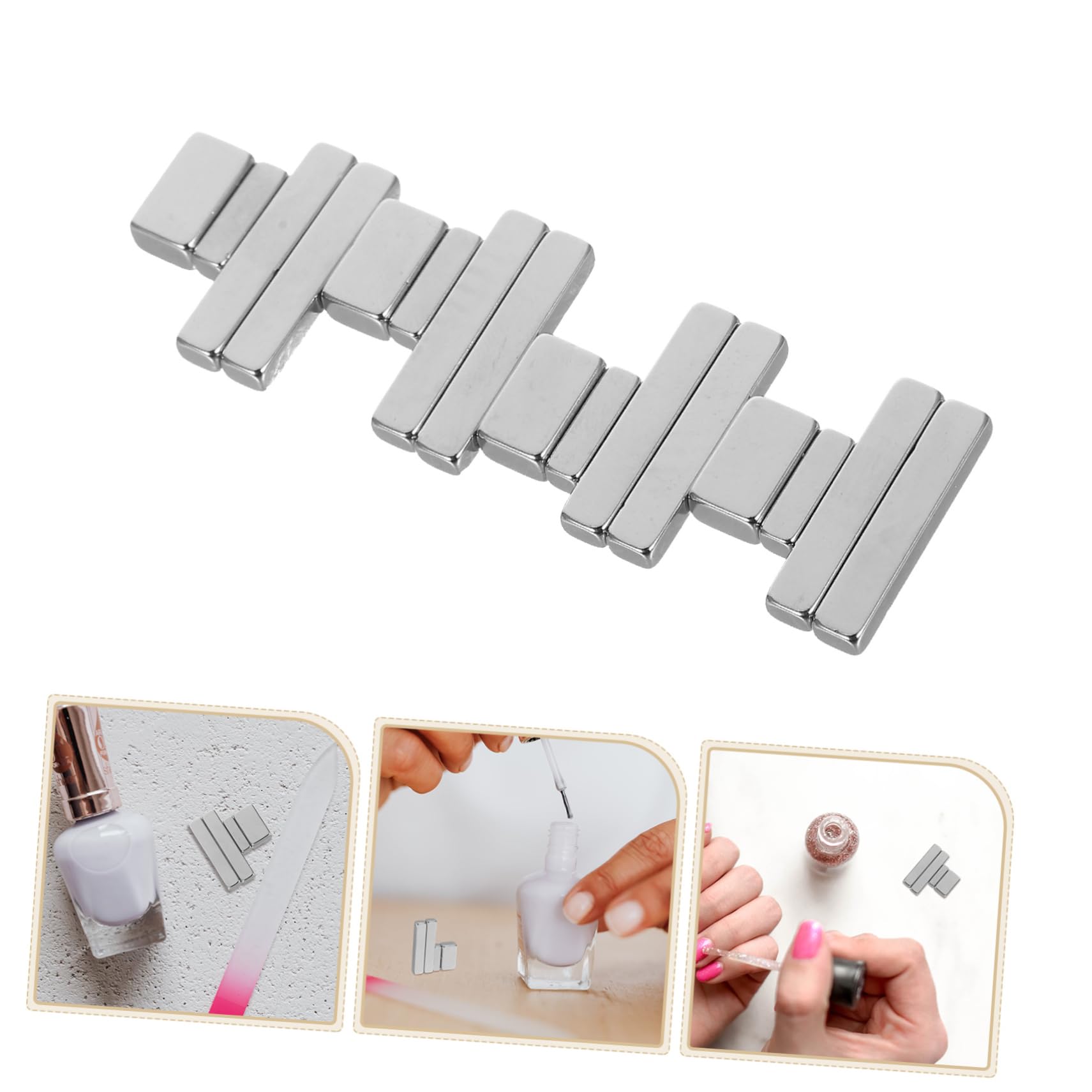 Beaupretty 20 Juegos imán de uñas herramientas imanes magnético ultravioleta Herramienta magnética de esmalte de uñas imán de esmalte de uñas de gel tipo ojo de gato imán para uñas Silver