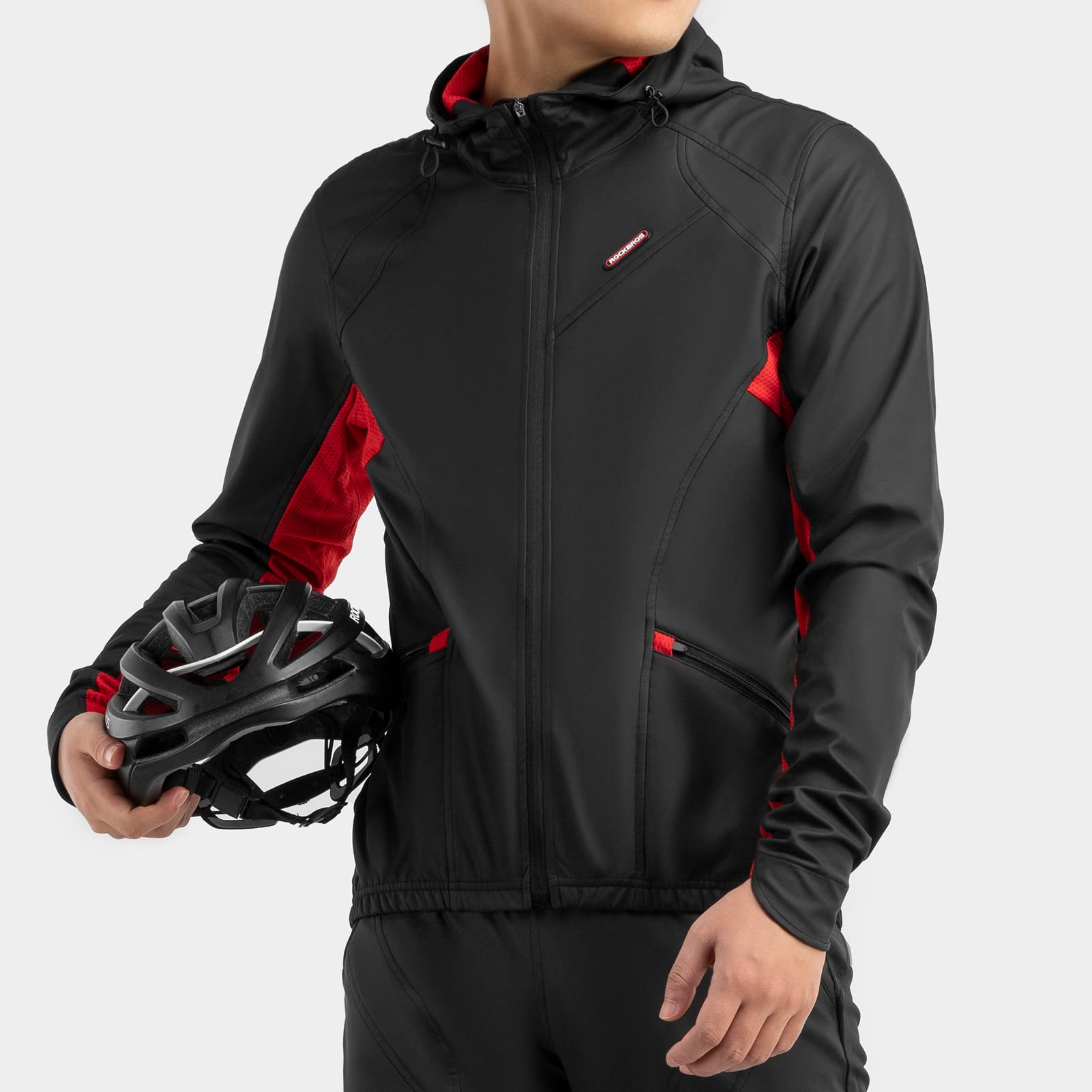 ROCKBROS Veste de Cyclisme Homme d'hiver Polaire, Veste VTT Homme Thermique Coupe-vent, Veste de Sport Respirant Chaud pour Hommes Femmes Noir M-4XL