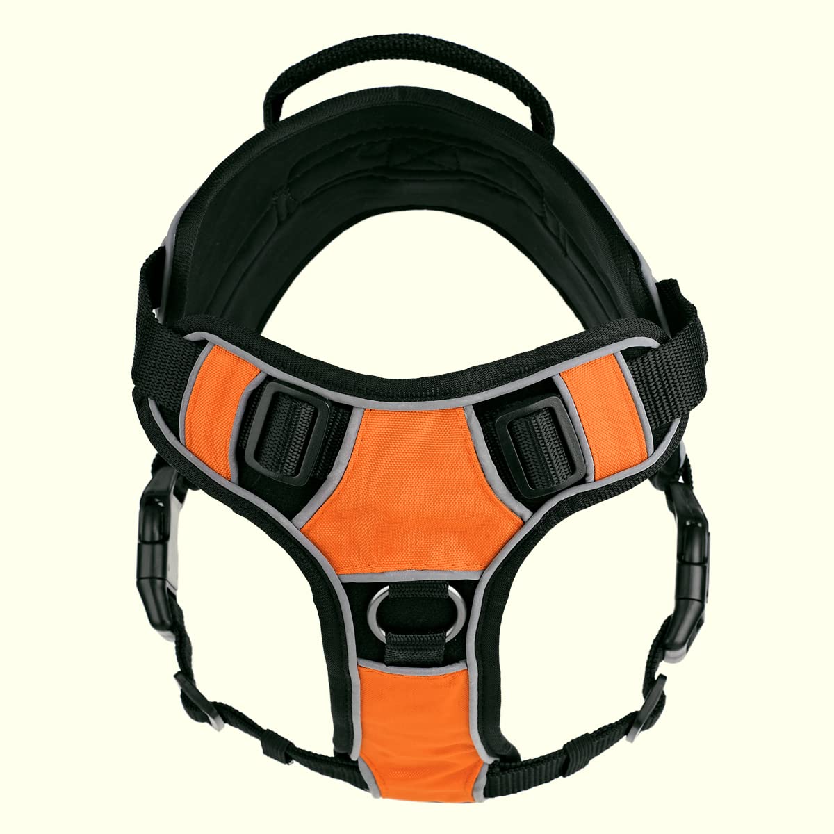 Dogline Quest Pettorina per cani antitiro, in gomma 3D, con toppe rimovibili ESA, riflettente, morbida, confortevole, con sgancio rapido, doppia fibbia, ferramenta nera e manico da 32 a 101,6 cm,