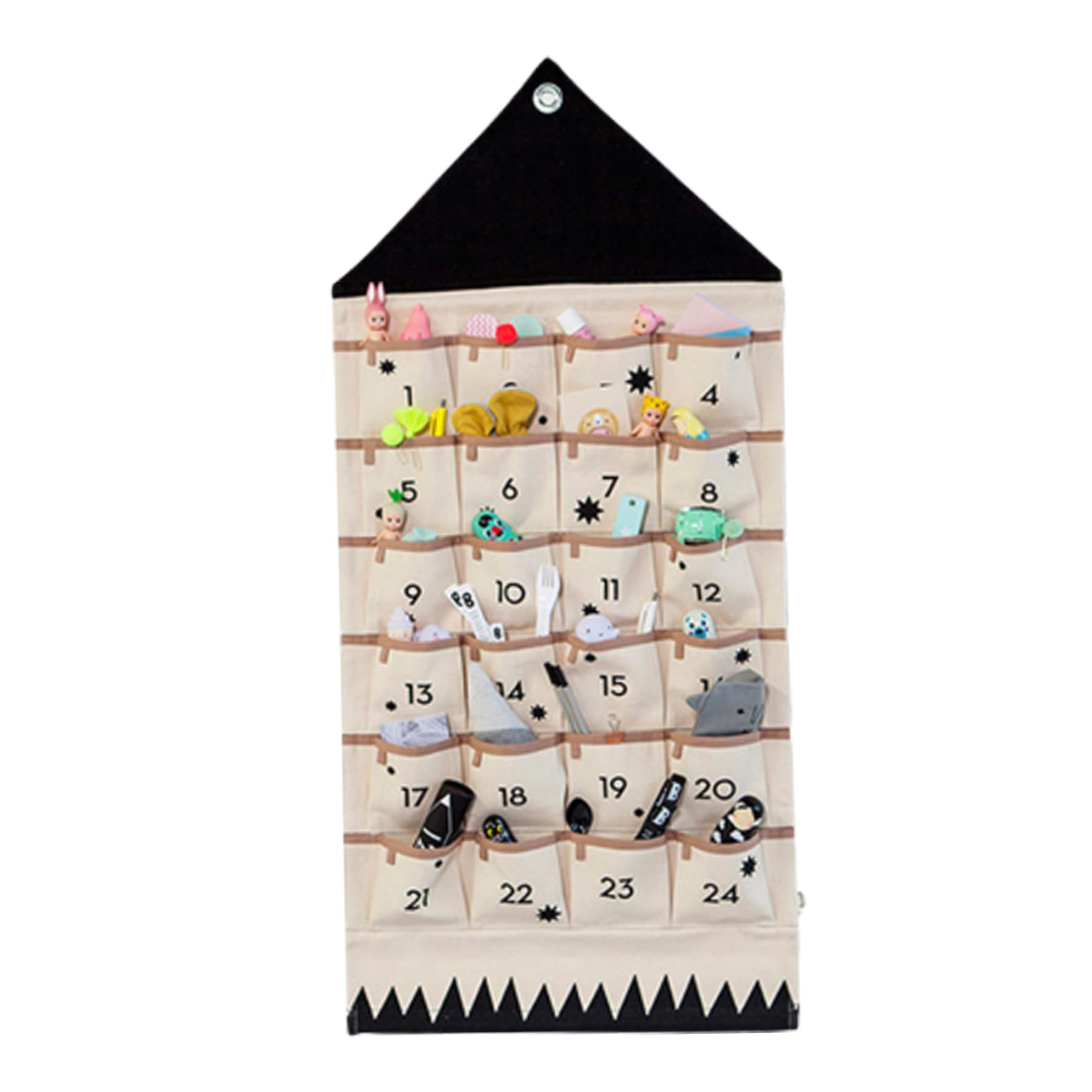Calendario sospeso dall'Avvento di Natale con 24 tasche vuote Calendario per il conto alla rovescia portatile Vuoto Organizzatore di Natale Decorazioni per parete per porte 24 tasche.