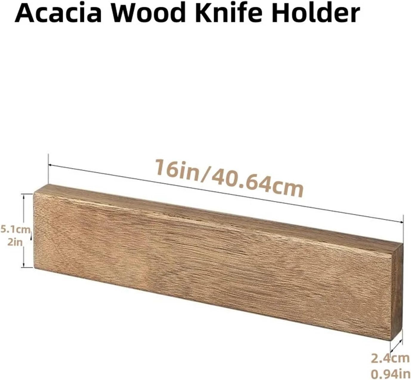 Magnetic Knife Holder For Wall 16 Inch Acacia Wood Strip, Powerful Magnet Hanger Bar For Kitchen Knives