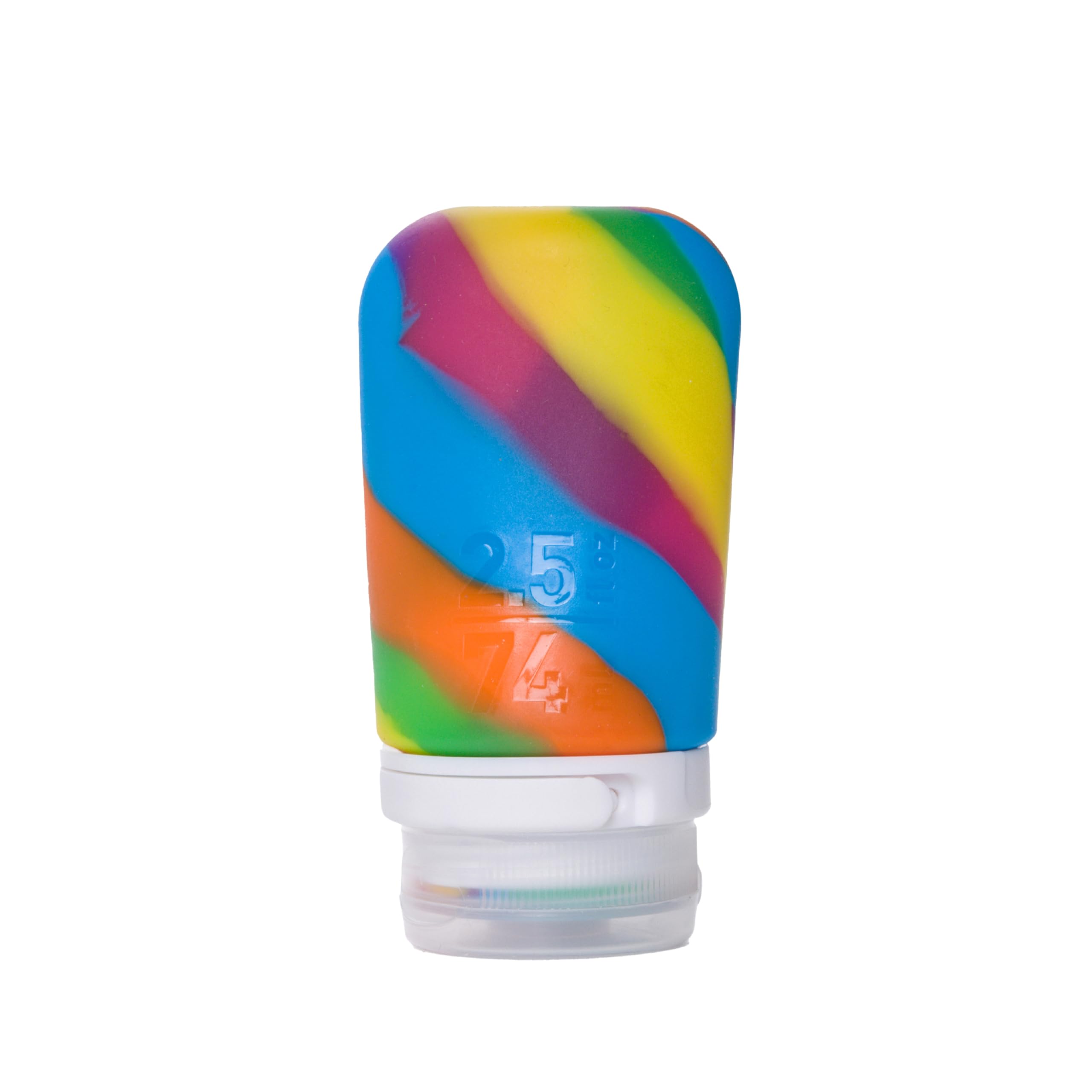 humangear GoToob+ (Medium) | Refillable Silicone Travel Bottle | Locking Lid | Food-Safe Material | Rainbow, Medium (2.5 fl.oz.; 74ml)