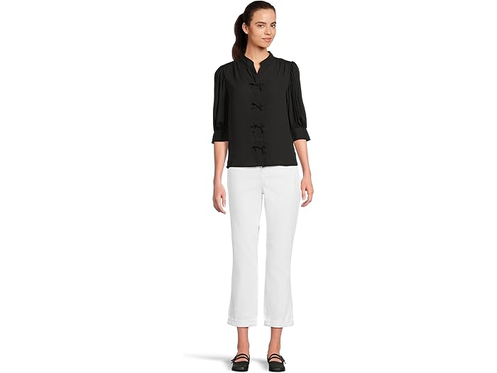 Elbow Sleeve Bow Placket Blouse - Image 4