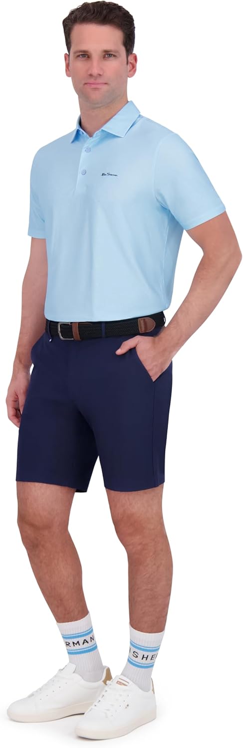 Ben Sherman Men's Performance Golf Shirts– Stretch, Extra Soft Fabric, Moisture-Wicking, Odor Resistant, Sky Blue, Medium - Image 3