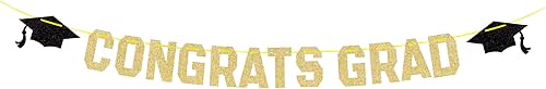 Gexolenu Gold Class of 2025 Graduation Theme Party Decoration Banner,
