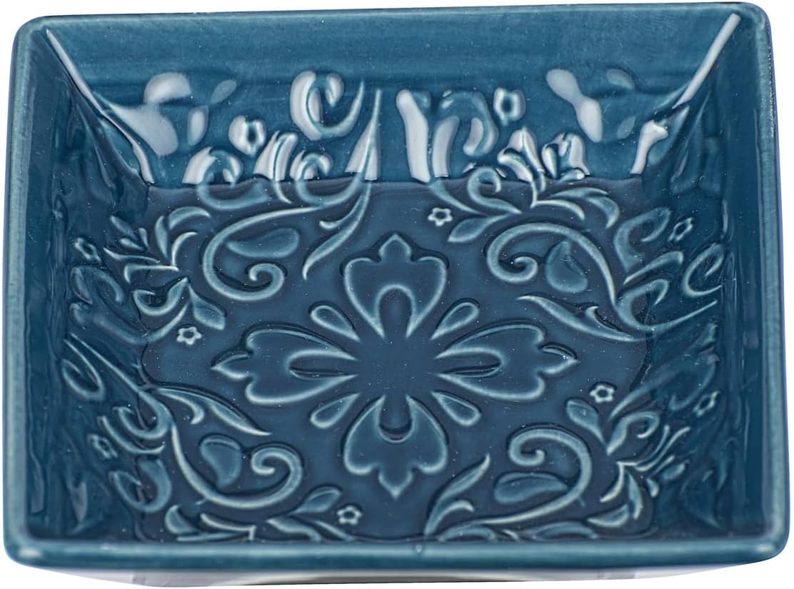 WENKO Cordoba Soap Dish, Ceramic, Dark Blue, 2.5 x 10.5 x 10.5 cm