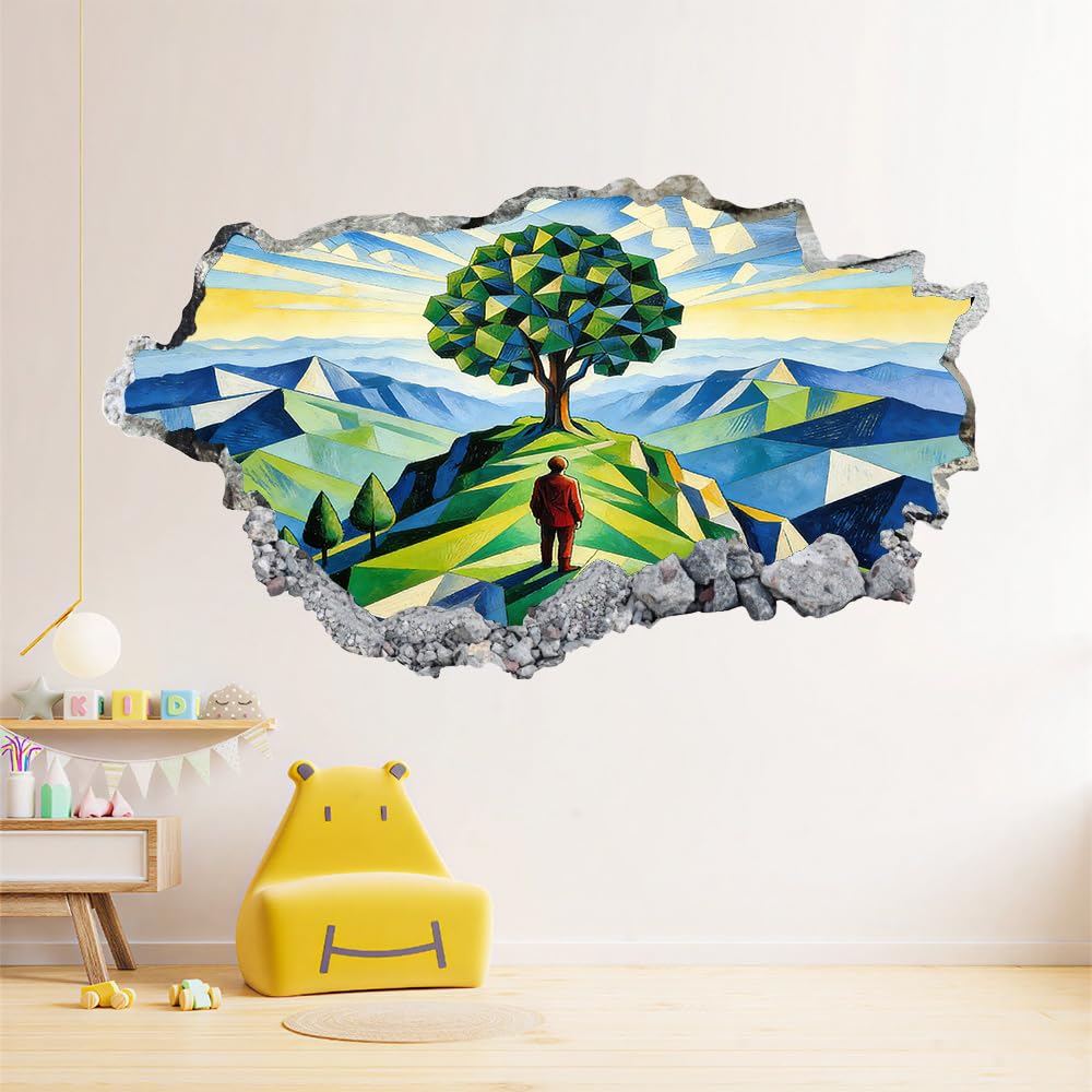 Decorazione da parete 3D, Susa Tattoo Smashed Art Decalcomanie per poster rimovibili, Paesaggio Geometrico Decalcomanie in vinile Decorazioni per la casa Camera dei Nursery Decor