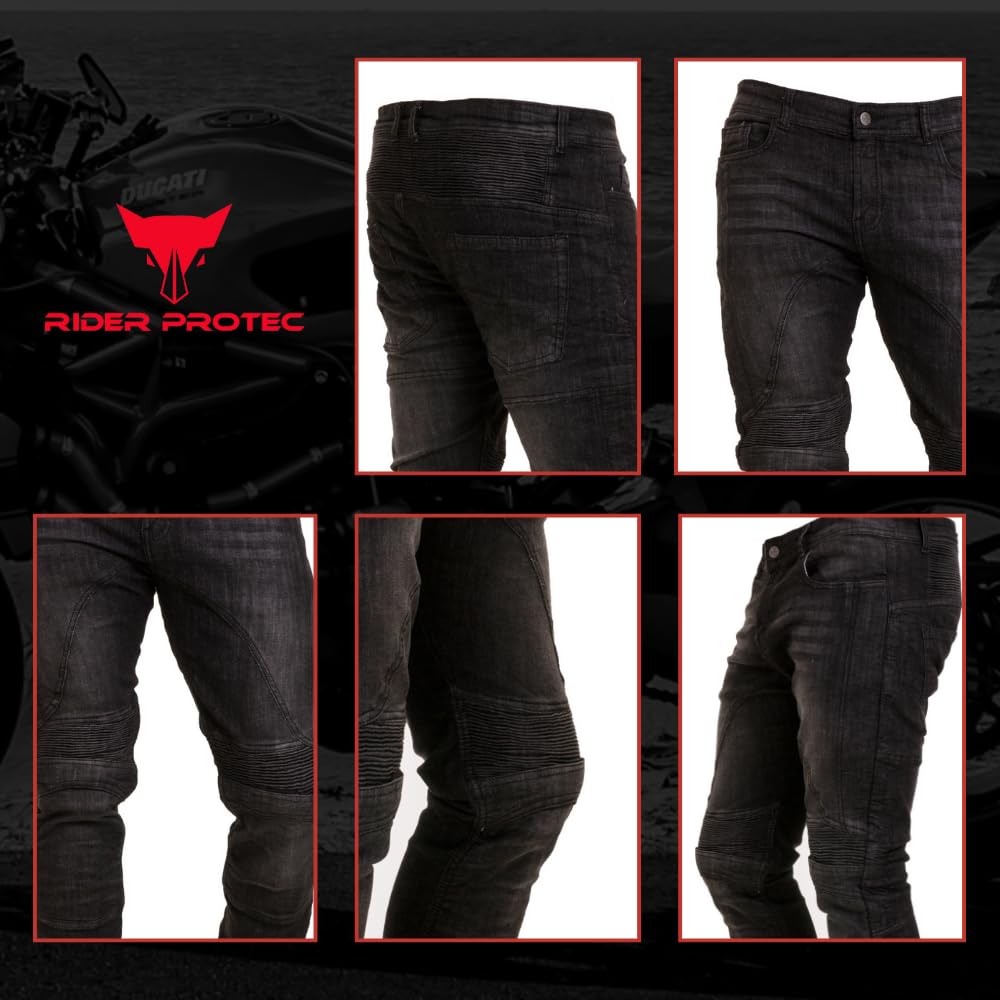 Jeans da Moto da Uomo Fodera Protettiva in aramide, Pantaloni in Denim da Moto con Protezioni Rimovibili, Pantaloni da Motociclista per Uomo