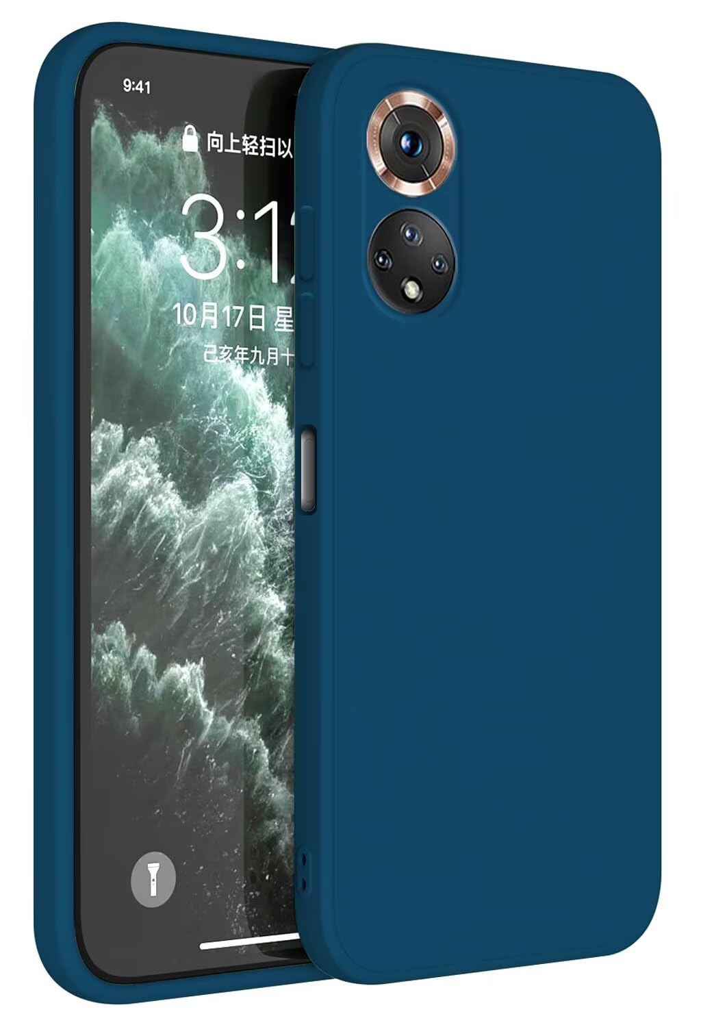 Hüllin Silikon Handyhülle – Bunt, Für Honor 50 / Huawei Nova 9 (6,52 Zoll), Saphirblau, Stoßfest & Rutschfest