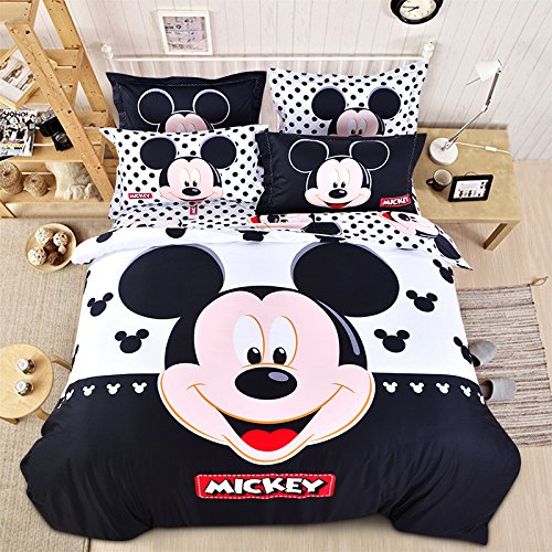 USpiece Cartoon Children Disney Mickey Mouse G Printed Bed Quilt Cover 4PCS Bedding Set Duvet Cover King