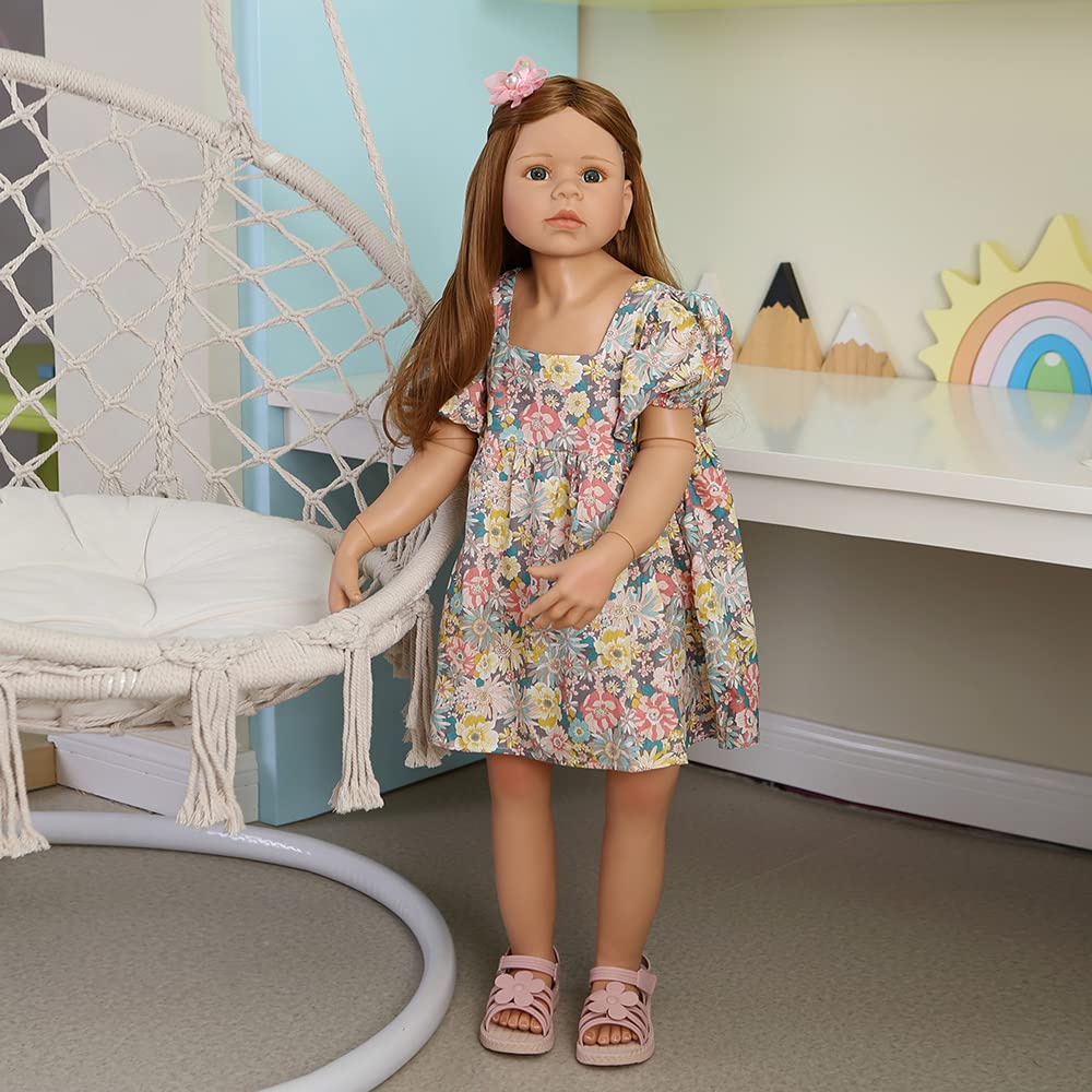 98CM real baby Original Masterpiece Doll toddler princess baby girl 3-4years old dress model ball jointed full body