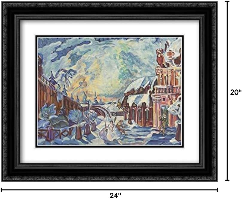 Winter Fantasy 24x20 Black Ornate Frame and Double Matted Museum Art Print by Serge Sudeikin