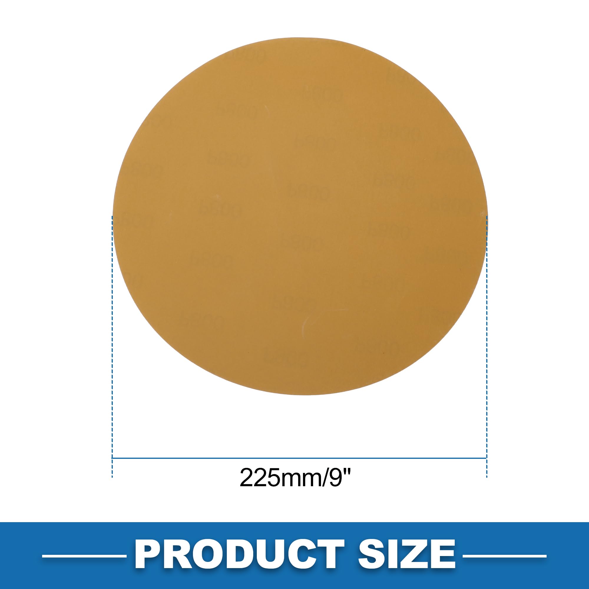 A ABSOPRO Sanding Discs 9 Inch 800 Grit Round Hook and Loop Sandpaper Kraft Paper Yellow 25 Pcs, 225mm/9" - Image 4