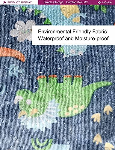 Image of Forest Dinosaur Laundry Hamper Large Canvas Fabric Storage Basket | Organizer Bin Dirty Clothes Collapsible Waterproof for College Dorms, Boys and Girls Bedroom,Bathroom