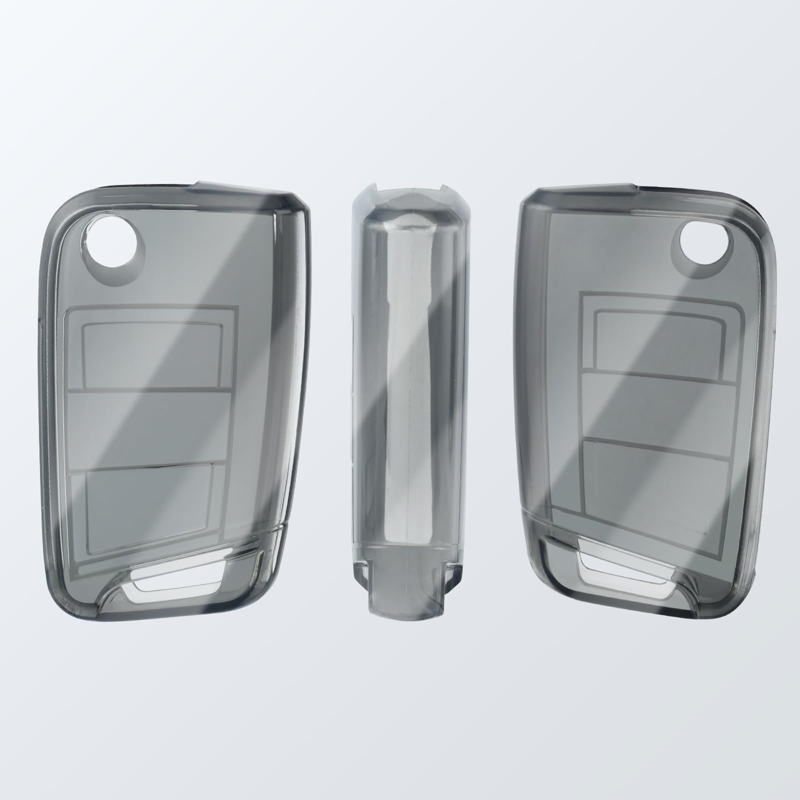 OFFCURVE Car Key Cover Car Key Case Key Fob Cover Car Key Protector 3 buttons Suitable for VW Volkswagen Golf 7 Variant Polo Tiguan Seat Leon Cupra Skoda Octavia Superb(Transparent) - Image 2
