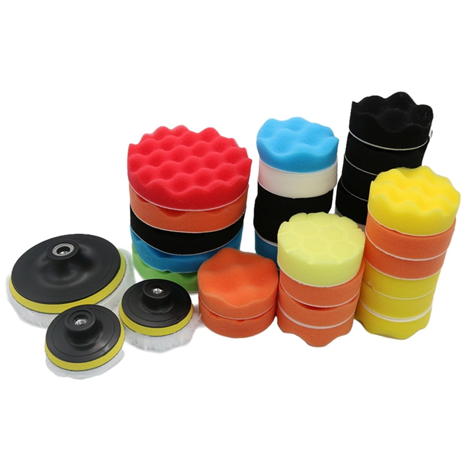 Discos de Solapa, Ruedas de Pulido, Kit de Almohadillas para Pulir el Coche, Juego de Esponjas para Pulir Taladros de Espuma/39Pcs 3-5Inch Set