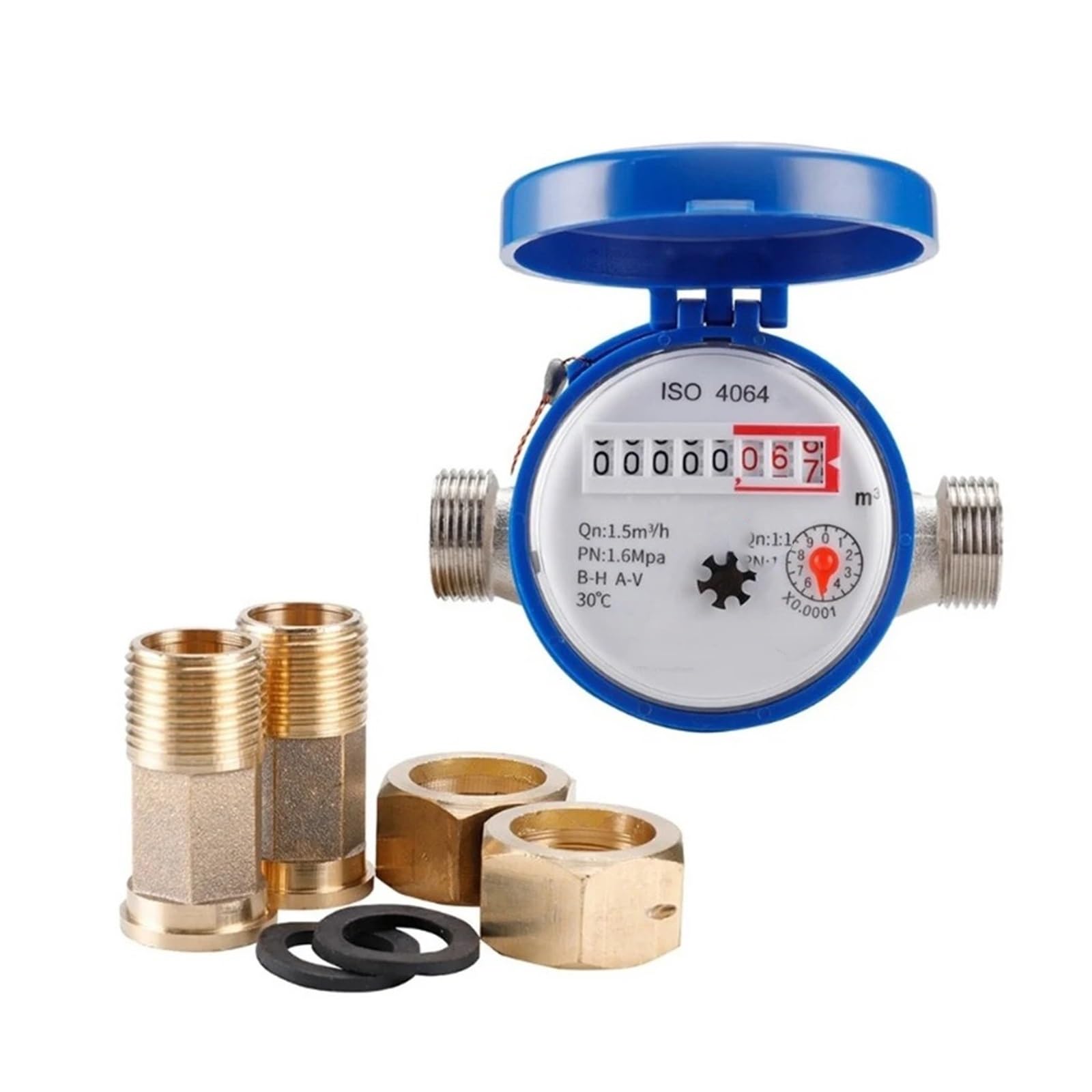 Flow Sensor Meter Digital Pipeline Water Flow Smart Water Meter Digital Display Pointer Flow Measuring Instruments Home Measuring Tools with Copper Fittings