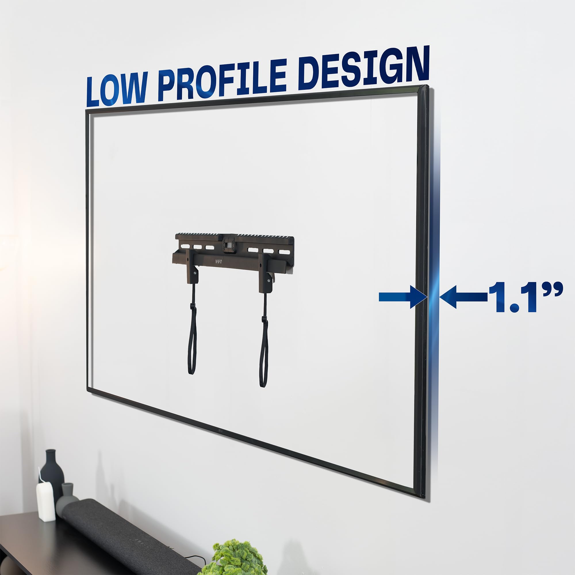 VIVO Supporto da parete per TV senza perno per schermi da 37 a 86 pollici, VESA max 600 x 400 mm, soluzione di montaggio a muro a secco senza borchie, nero, MOUNT-NS86