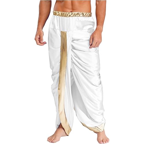 Jelory Ready to Wear Dhoti for Men Readymade Dhoti Pants Elastic Waistband Indian Traditional Trousers