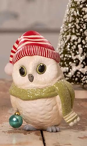 Miniatura 4 de The Bridge Collection Figura de búho navideño invernal de 4.5 pulgadas, decoración navideña, hogar para las vacaciones, figura de búho de invierno,