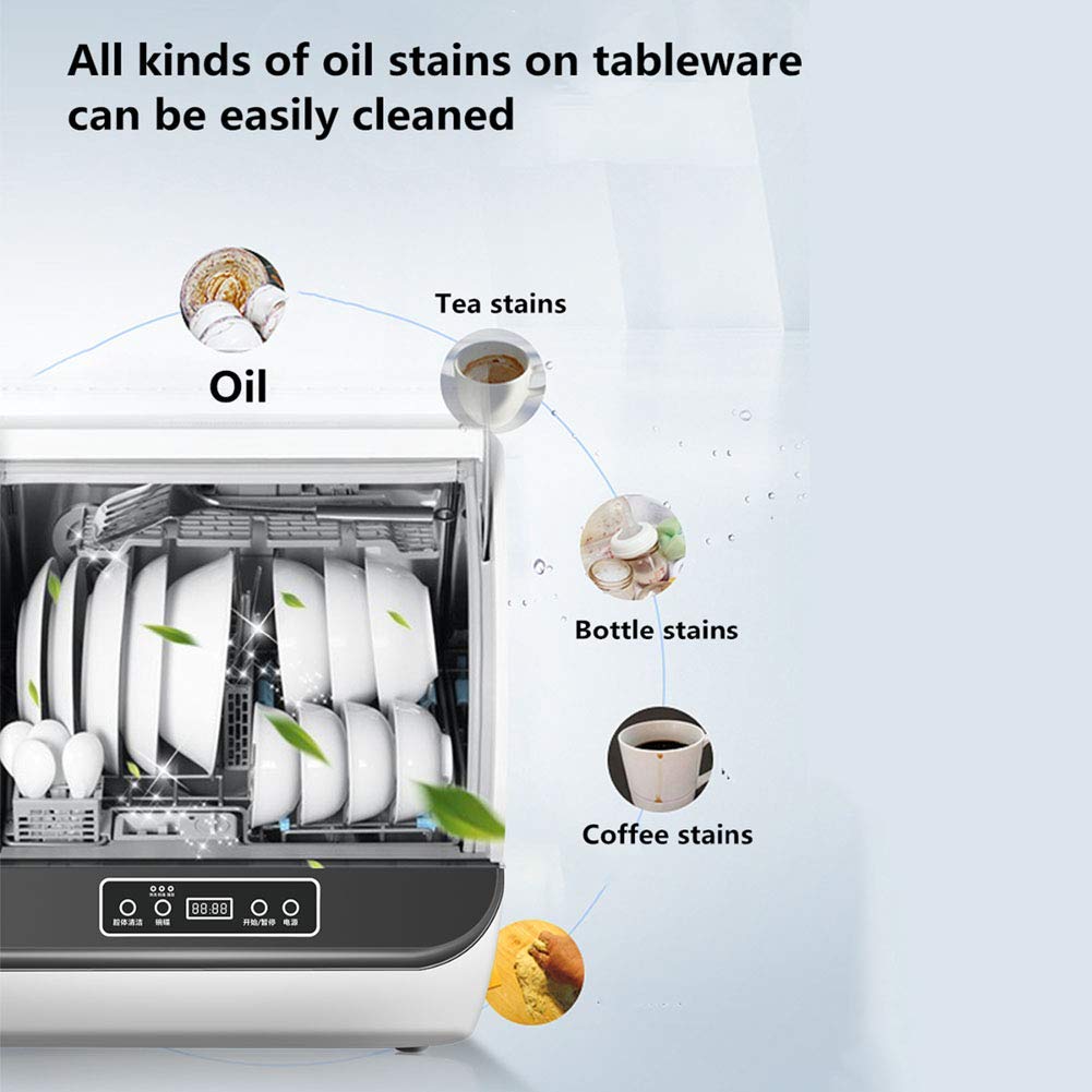 Lavastoviglie da tavolo compatta ad alta pressione ad alta pressione con display a LED interno in acciaio inossidabile, disinfezione ad alta temperatura a basso livello di rumore, pratico 45