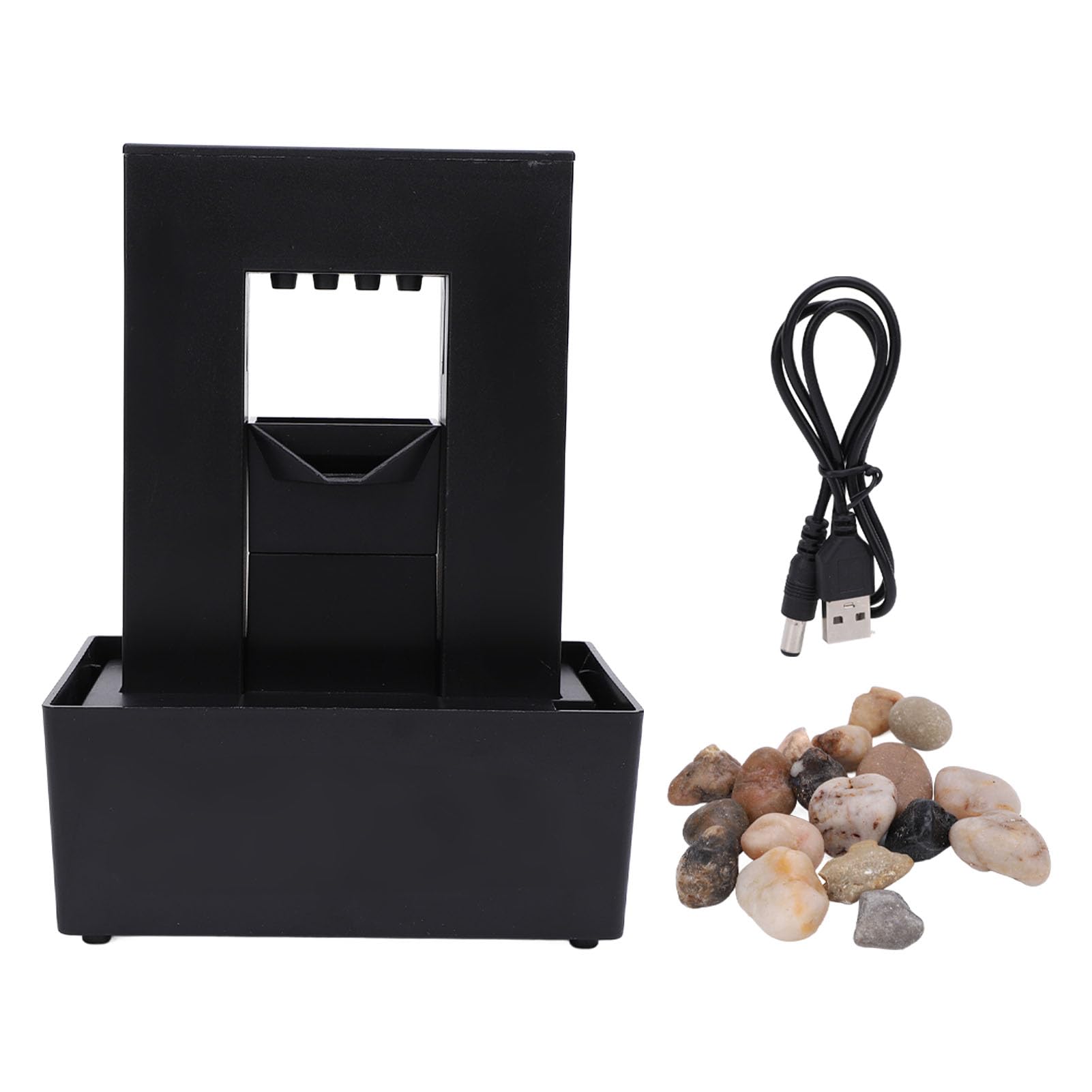 Fuente de Agua de Mesa, Mini Fuente de Agua Interior con Batería Ligera y Guijarros, Fuente de Mesa Interior, Adorno de Fuente de Relajación de Sonido para Mesa, Oficina,