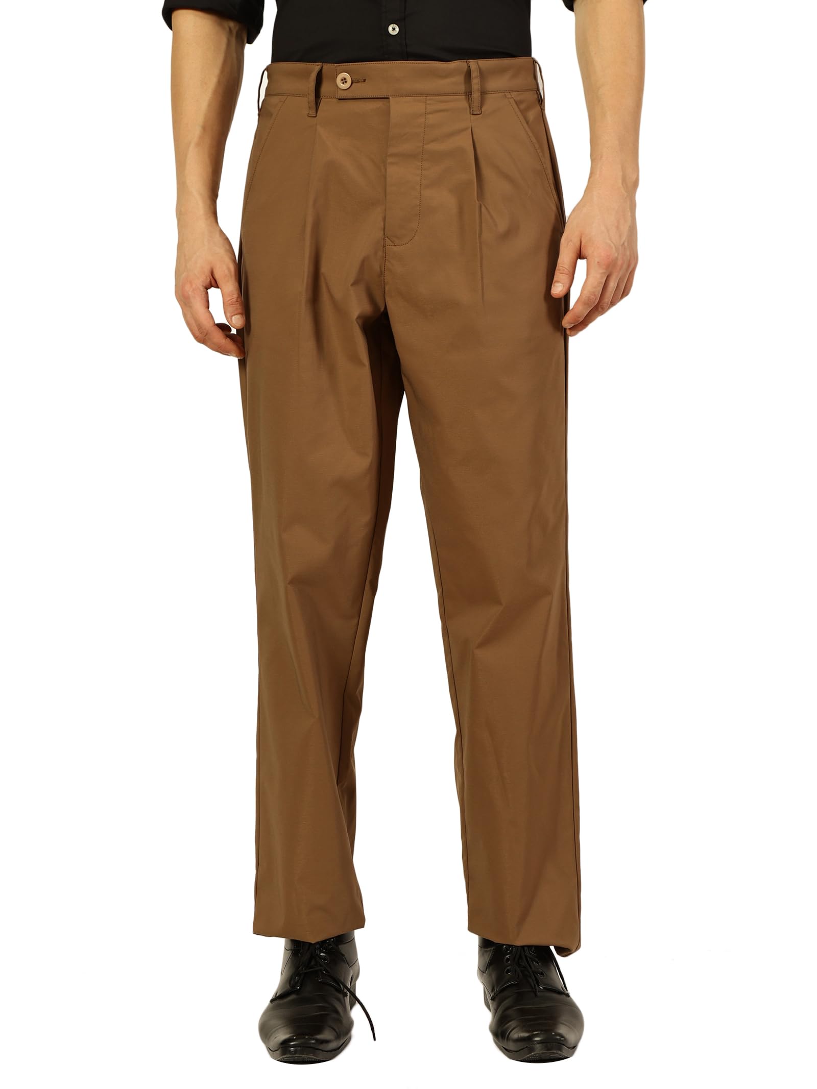 thomas scott Men's | Solid | Modern | Smart Plated | Mid Rise | Regular Fit | Polyester Blend | Button Waist | Chino Trouser | Pants-picture-23
