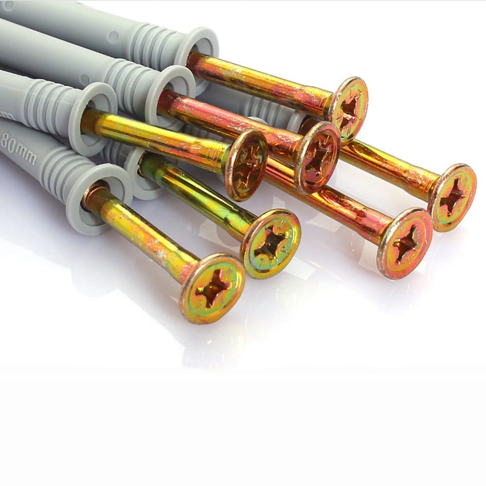 Tornillo autorroscante de nailon de percusión de expansión, tornillos métricos, fijaciones de pared, clavos de expansión de plástico M6 M8 M10 (20 unidades, M10 x 80)