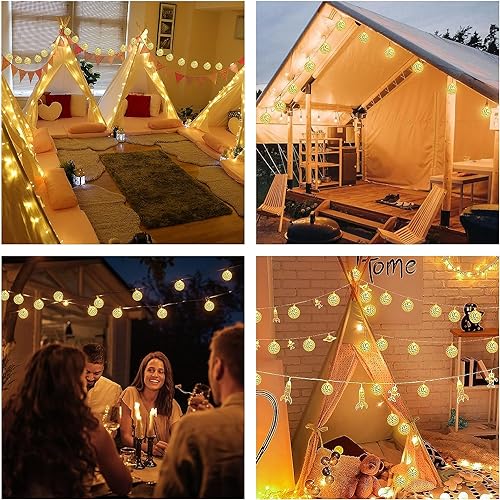 Morofme 10 LED Disco Ball String Lights Silver Hanging Mirror Disco Party Light Mini Disco Balls Ornaments Tree Decoration Light Christmas Lamp for Holiday Wall Window Indoor Outdoor 70s Party - Image 4