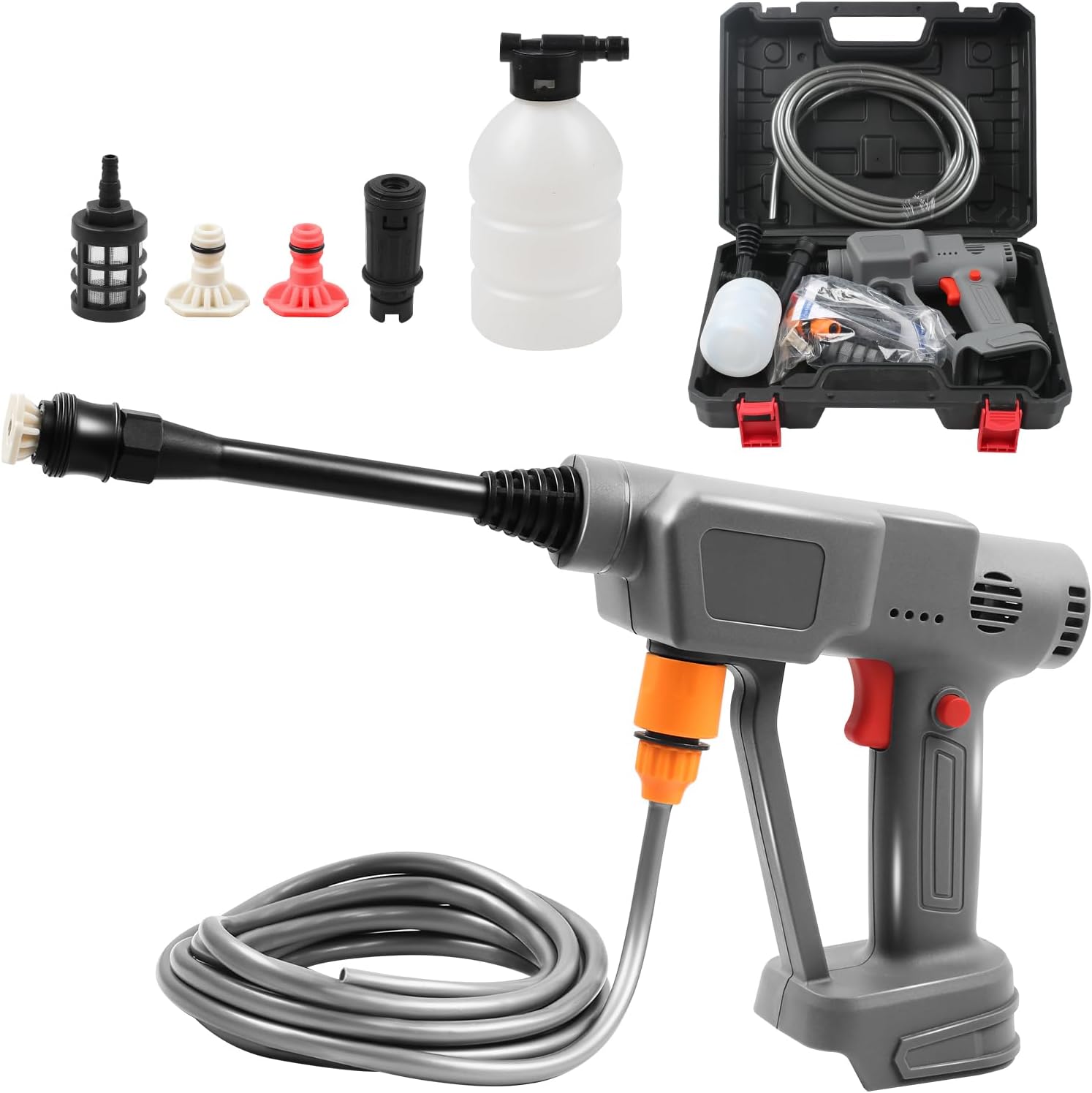 Kabelloser Hochdruckreiniger 60 Bar - 300W Akku-Druckreiniger Mit 2 Akkus Für Auto & Garten