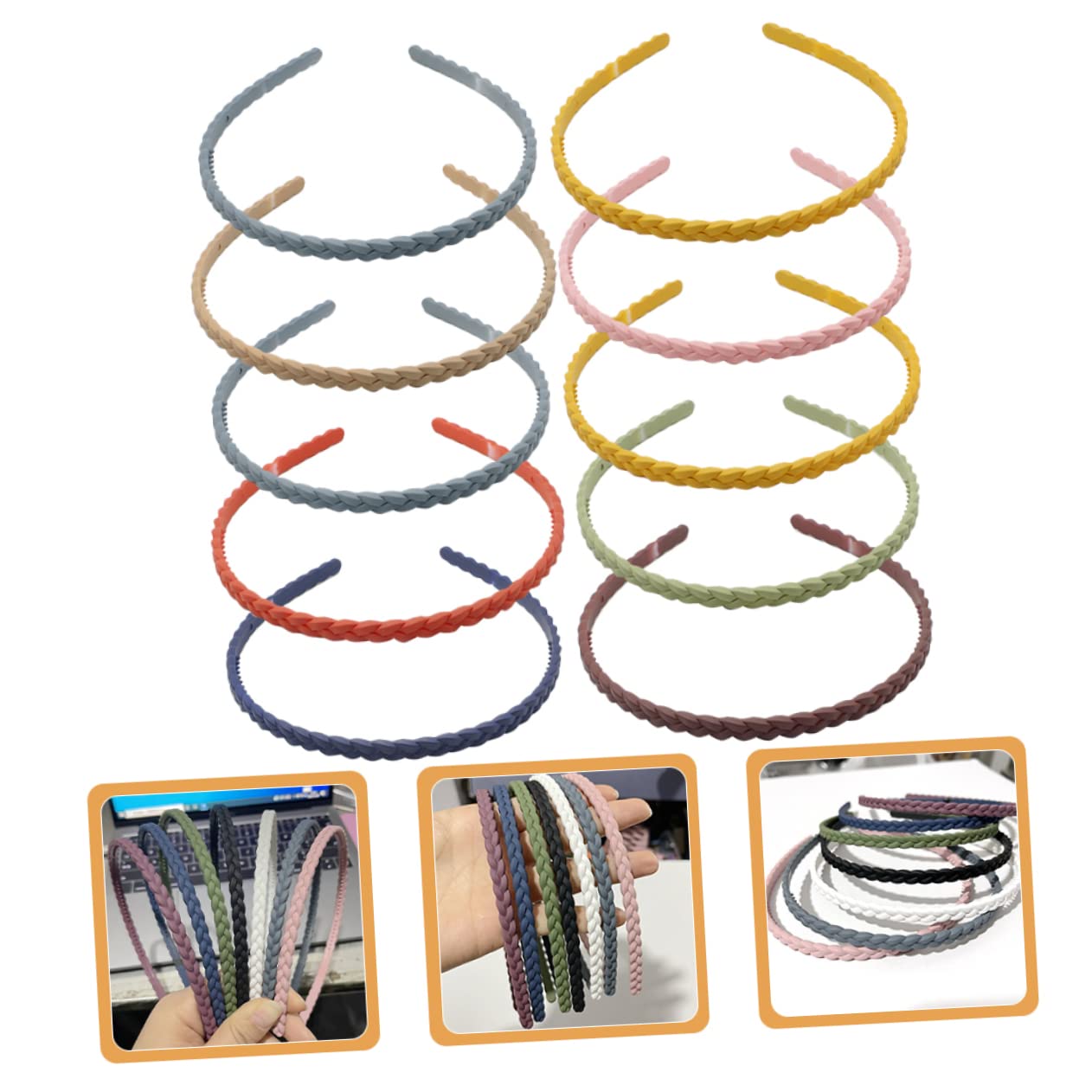 FRCOLOR 4 Juegos De Diademas Trenzadas Para Niñas Accesorios Para El Cabello Para Mujeres - Diadema Trenzada Para Peluca (10 Unidades)