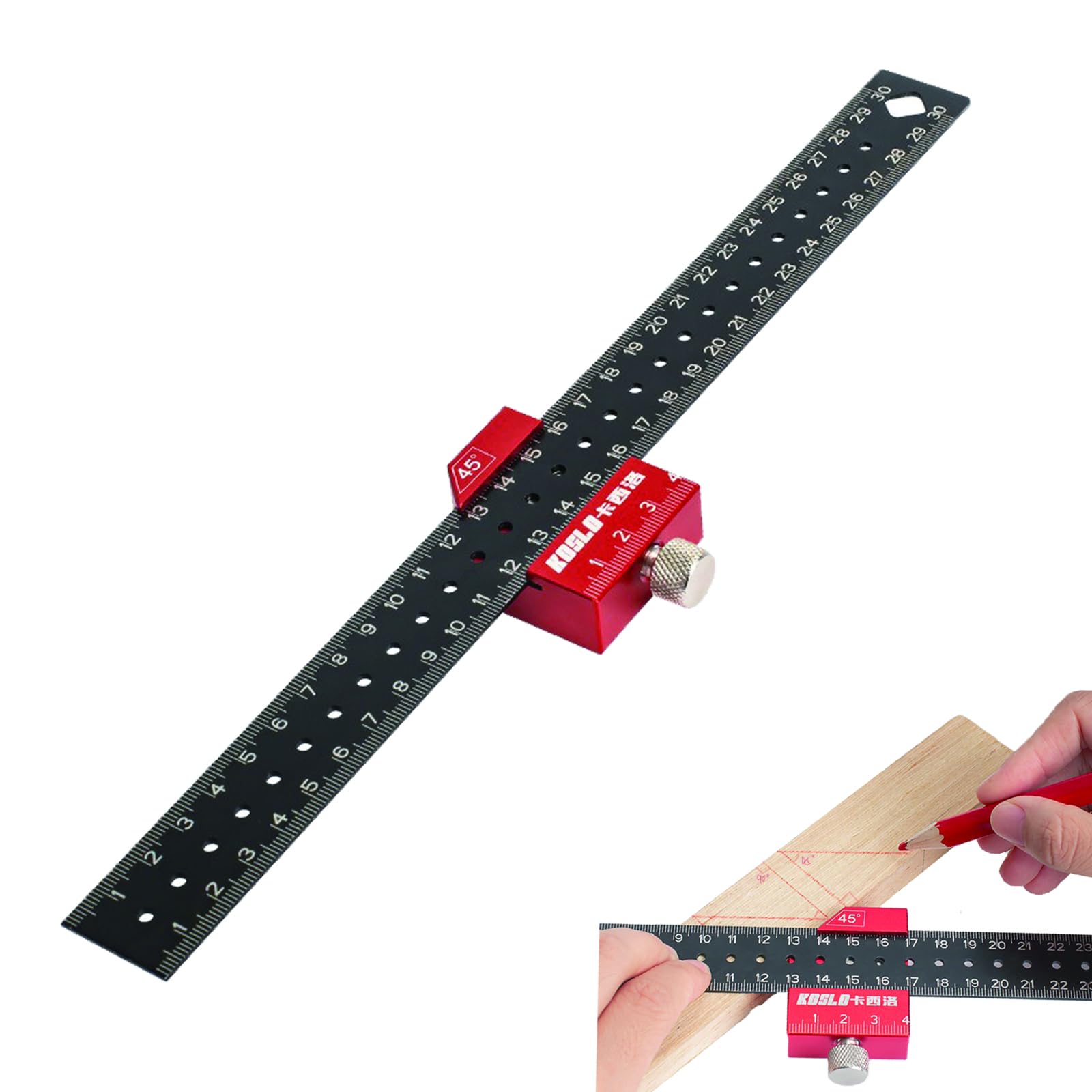 Regla de Carpintero, Localizador de Línea de Carpintería, Regla Metalica, Juego de Escuadra y Regla de Carpintero, Regla de Medición de Ángulo, para Carpintería, Bricolaje, Artesanía