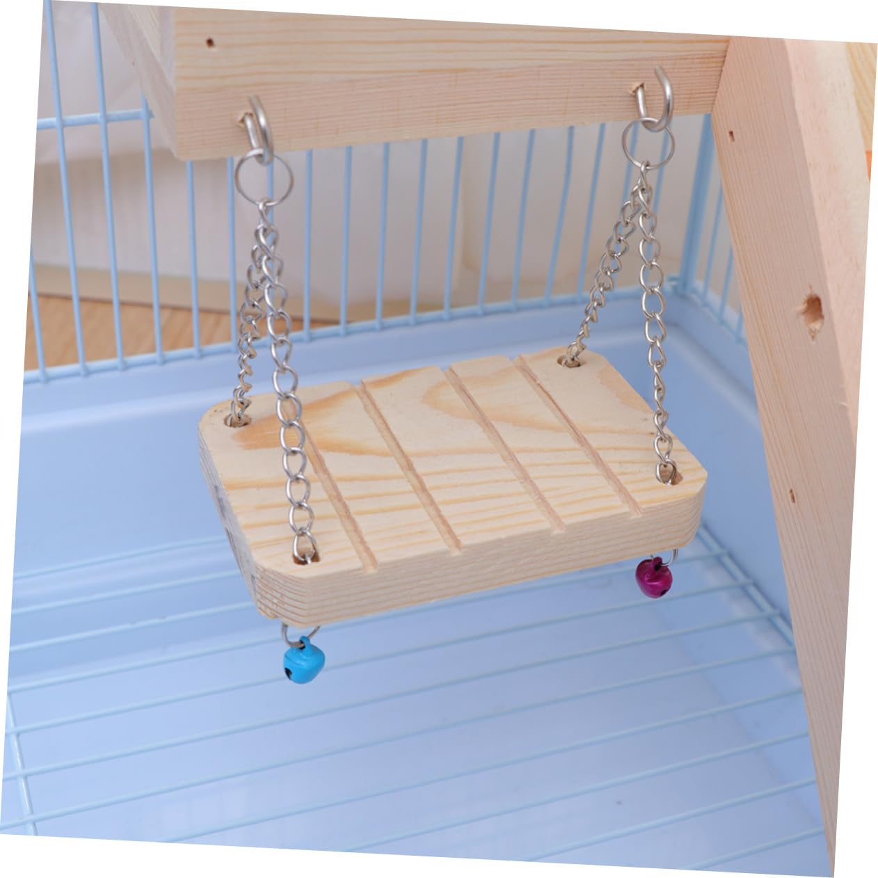 HANABASS Set de 3 Jouets pour Oiseaux en Bois Balançoire, Échelle et Jouet à Mâcher pour Perroquets et Petits Oiseaux, pour Explorer et Développer L'équilibre