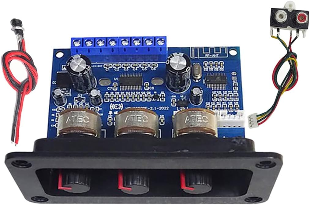 2.1 Channel Bluetooth 5.0 Audio Amplifier Board 2X25W+50W Subwoofer Class D Amplifier Board Kit with DC Female+AUX Cable