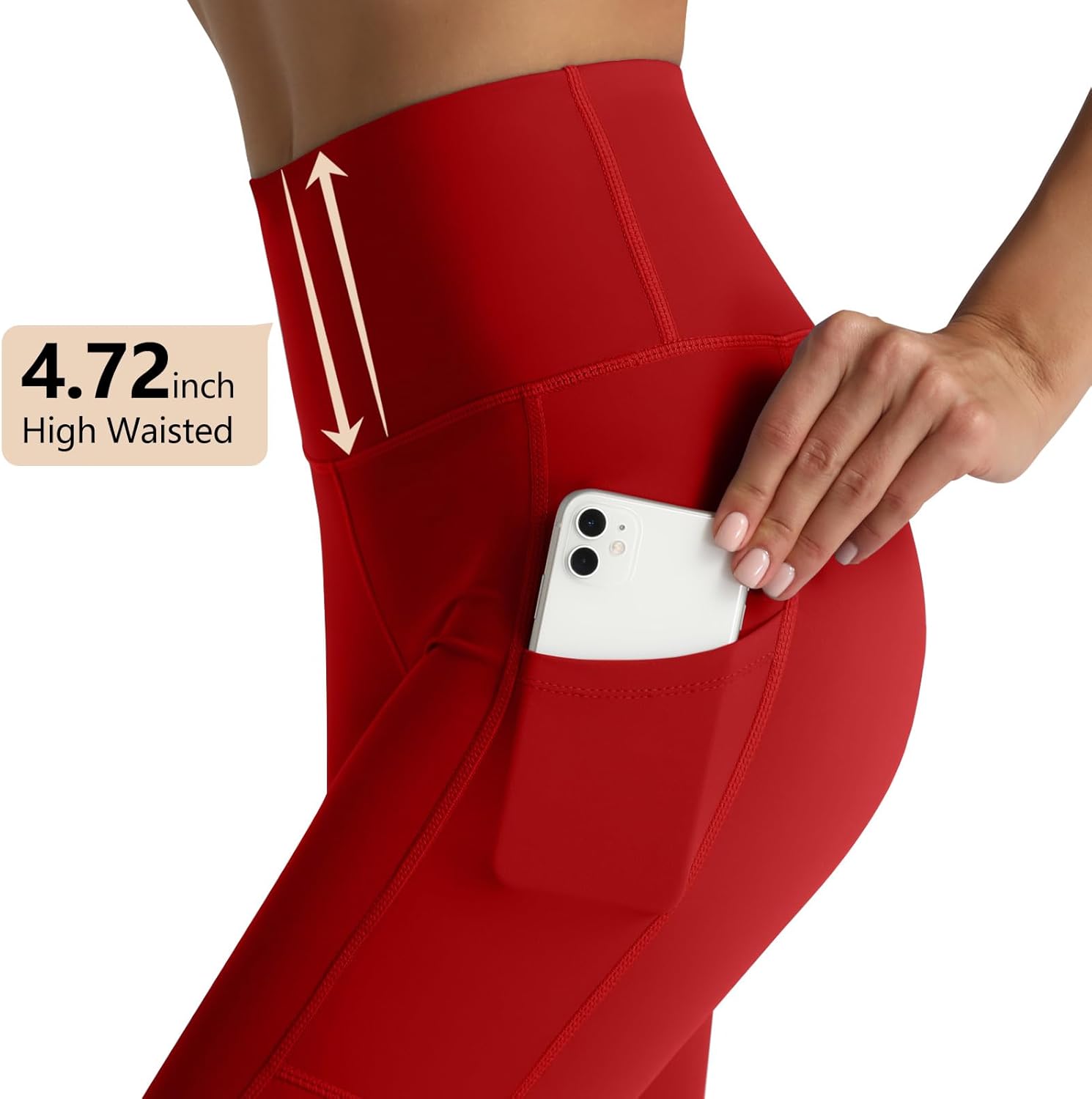 RIMLESS 7 Women's Leggings with Pockets High Waist Cotton Yoga Pants Workout Running Athletic Capris - Image 4