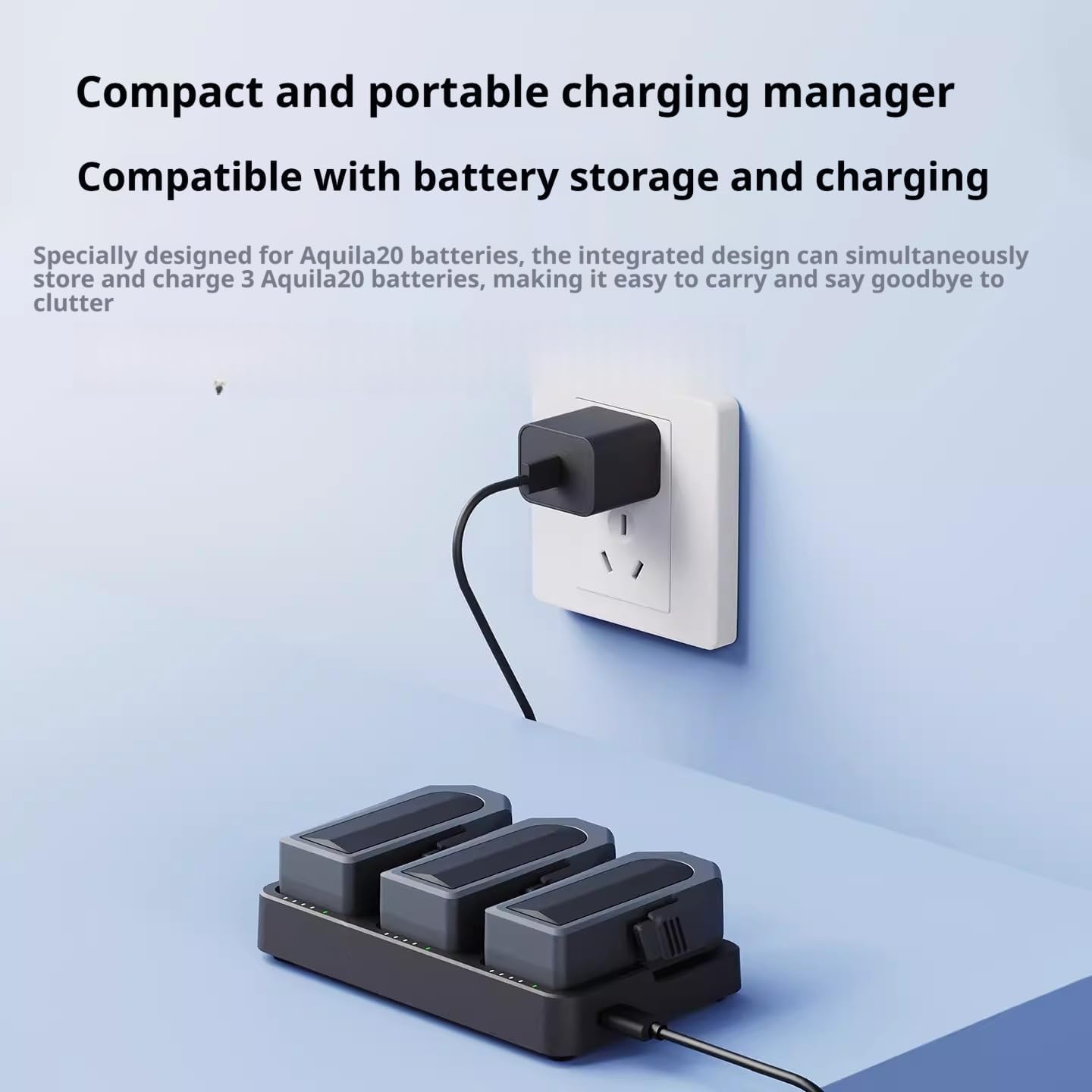 Charging Hub Compatible with BETAFPV Aquila 20 Series, 3-Bay Battery Charging Hub, PD3.0 Fast Charging, Smart Power Distribution, All-in-One Storage & Charging