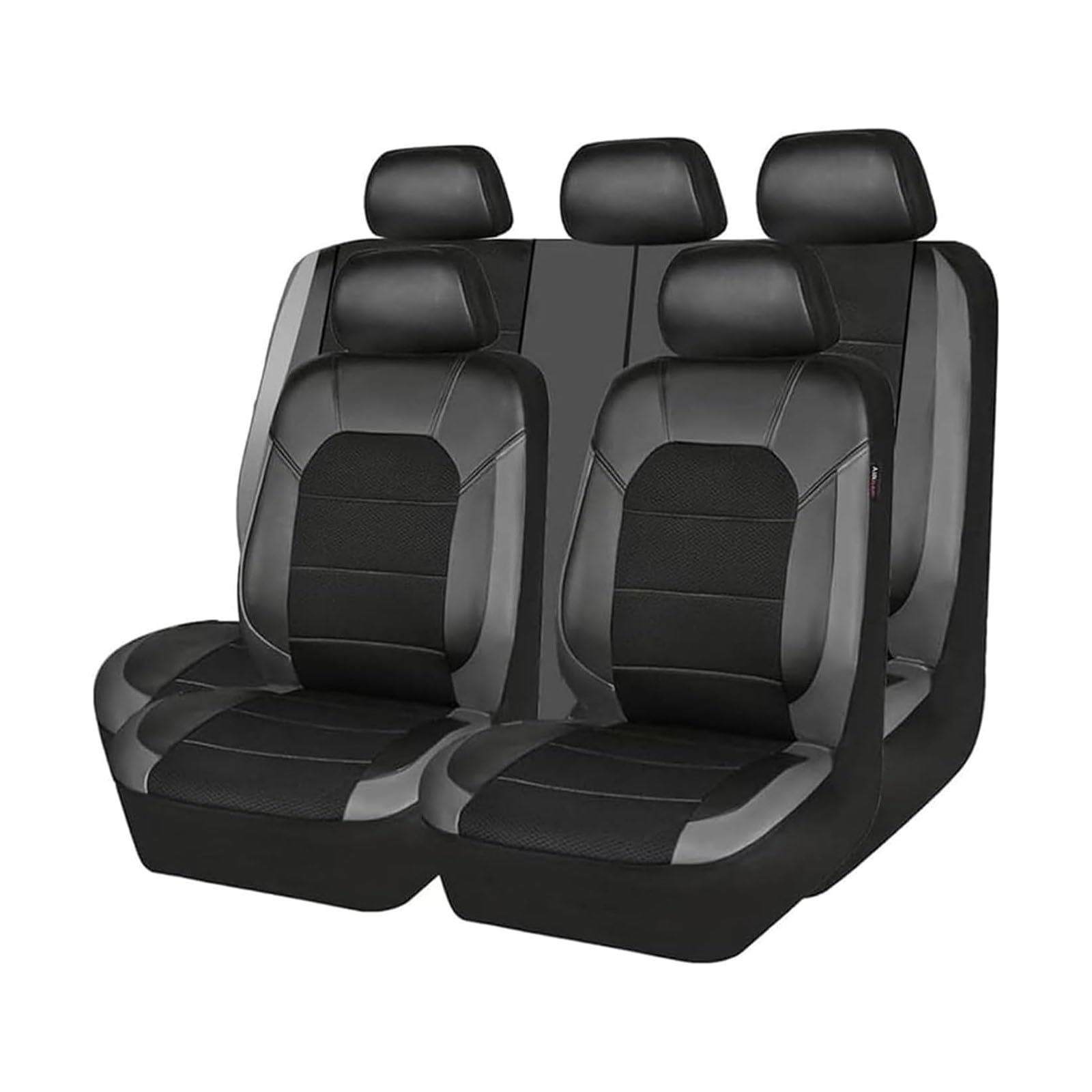 Fundas para Asientos de Coche para Jeep Wrangler S Wrangler JL Wrangler JK Wrangler, Delanteros Traseros Universales Cuero Funda Asiento Coche Cómodo Cojines Impermeable,A/Black Grey