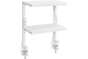 VIVO Clamp-on Dual-Tier White Desk Shelf