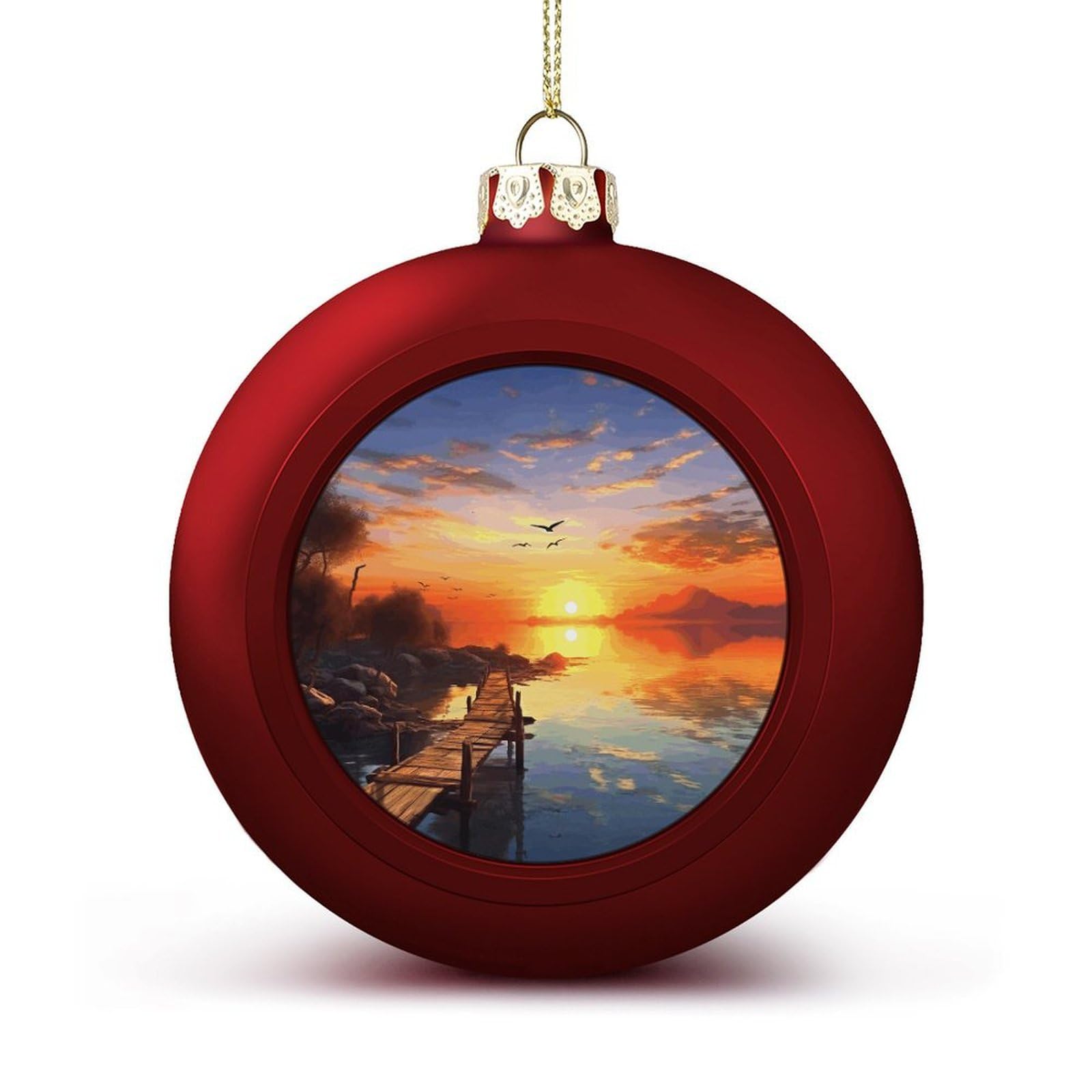 Boule de Noël paysage crépuscule pour décorer votre salon en fête
