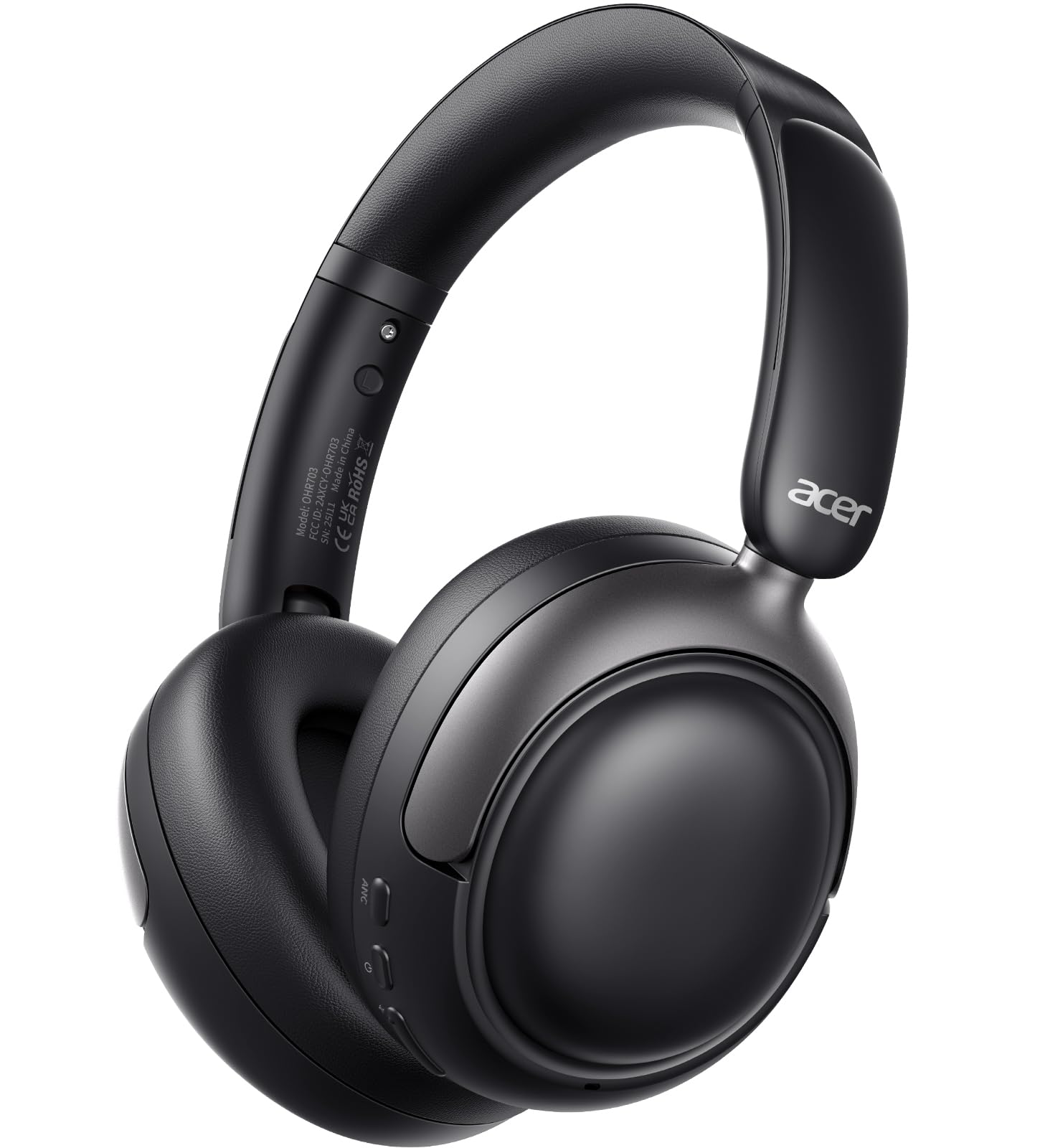 Acer OHR703 Adaptive Noise Cancelling Bluetooth Headphones, Over Ear, Black