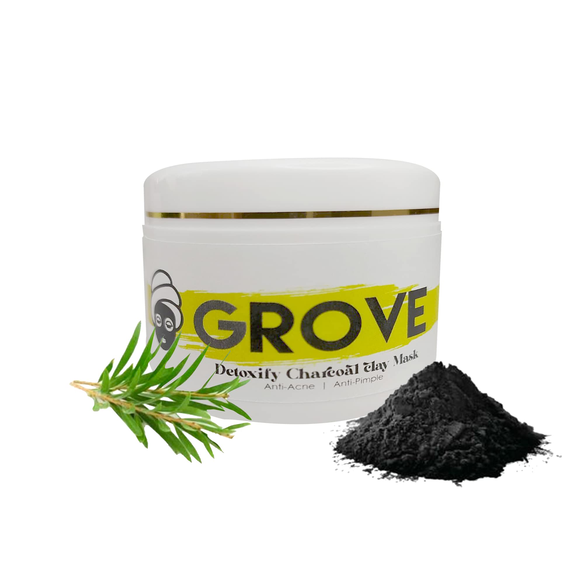 Grove Activated Charcoal Clay Mask| Cleanse Acne & Reduce Pores Sizes| Exfoliate & Brighten Skin (Pack of 1) – 50G
