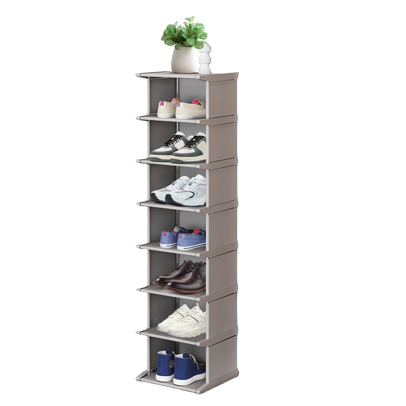 SONGMICS Scarpiera A 4 Ripiani, Scaffale Portascarpe, Organizzatore In Metallo, Per 8-12 Paia Di Scarpe, Impilabile, Corridoio, Soggiorno, Camera Da Letto, 30 X 68 X 75 Cm, Nero LSA204B01