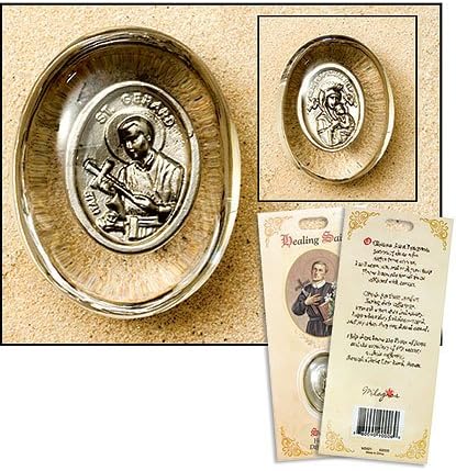 Blessed By Pope Benedict St Gerard Patron Saint of Expectant Mothers Pocket Stone with OUR Lady of Perpetual Help on Other Side