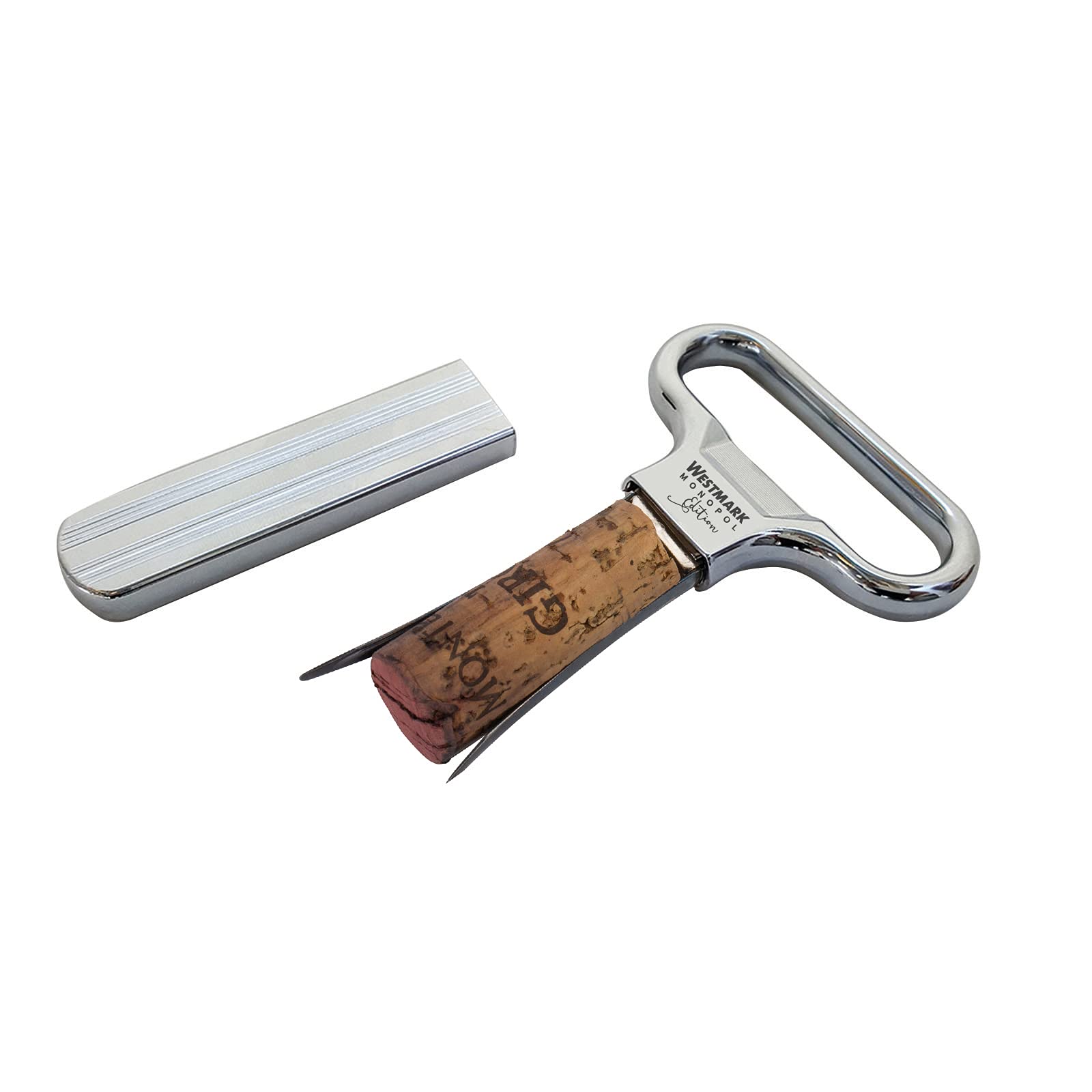 Westmark wijnset, 6-delig, 1 ontkurker/herkurker met flesopener Ah-So, Monopol-editie 5 wijnschenktuiten Safety, staal/gegoten zink/PET, mat/ zilver/zwart, 628533E7